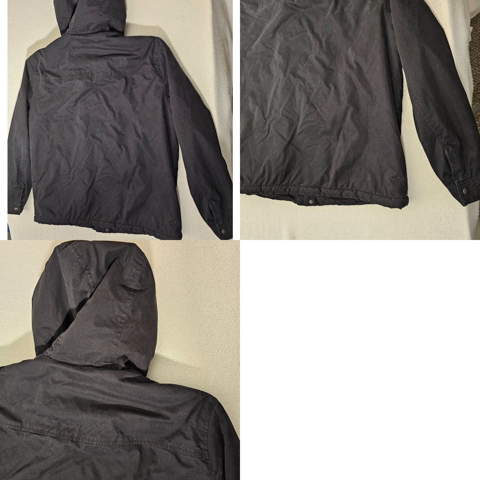 Vintage G.H. Bass & Co. Mens Heavy Cotton Canvas Hoodie Sherpa Size Large Front Bomber Jacket Black Size US L / EU 52-54 / 3 - 8 Thumbnail