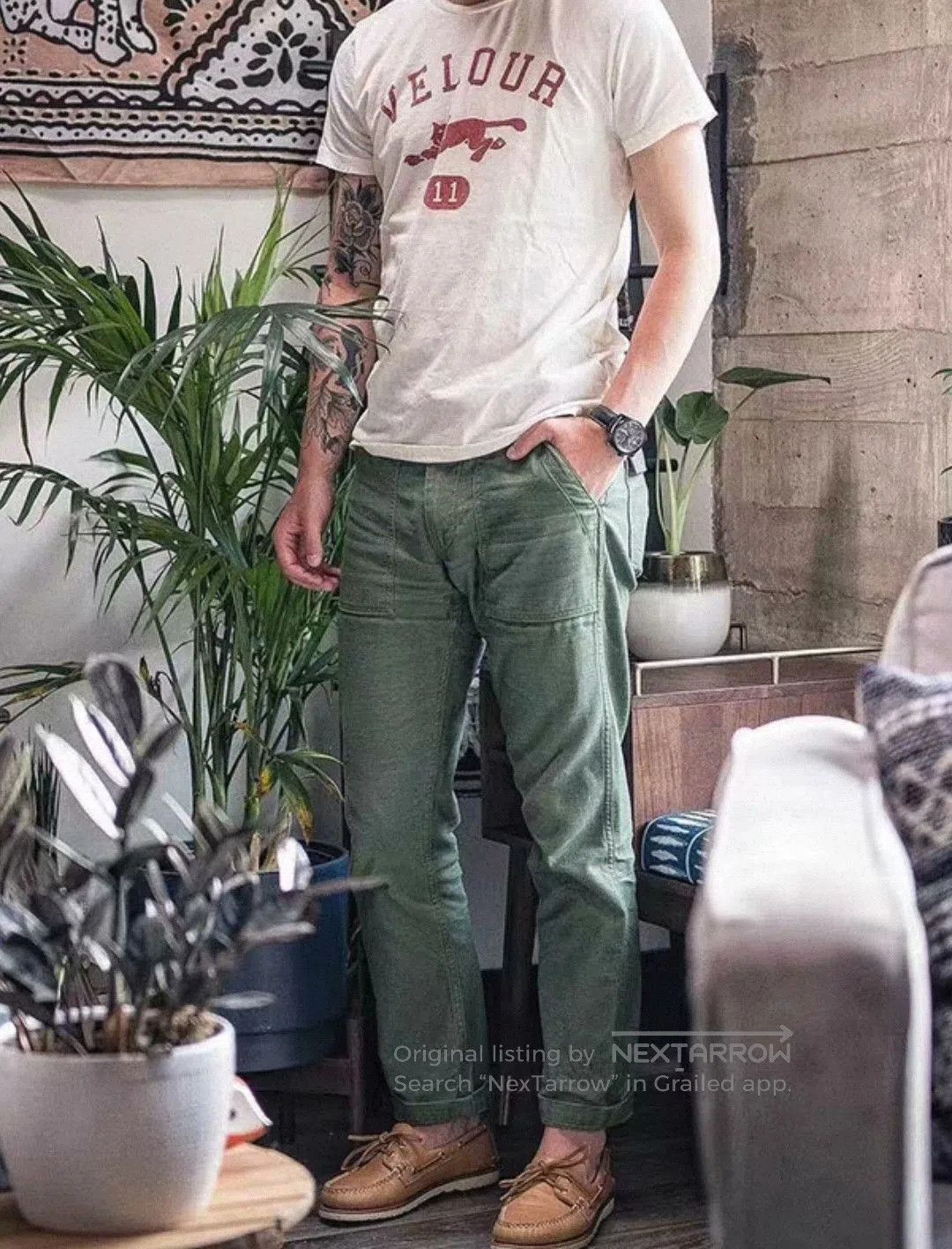 Orslow ORSLOW OG107 5032 Military Green Cargo Pants. Size US 26 / EU 42 - 1 Thumbnail