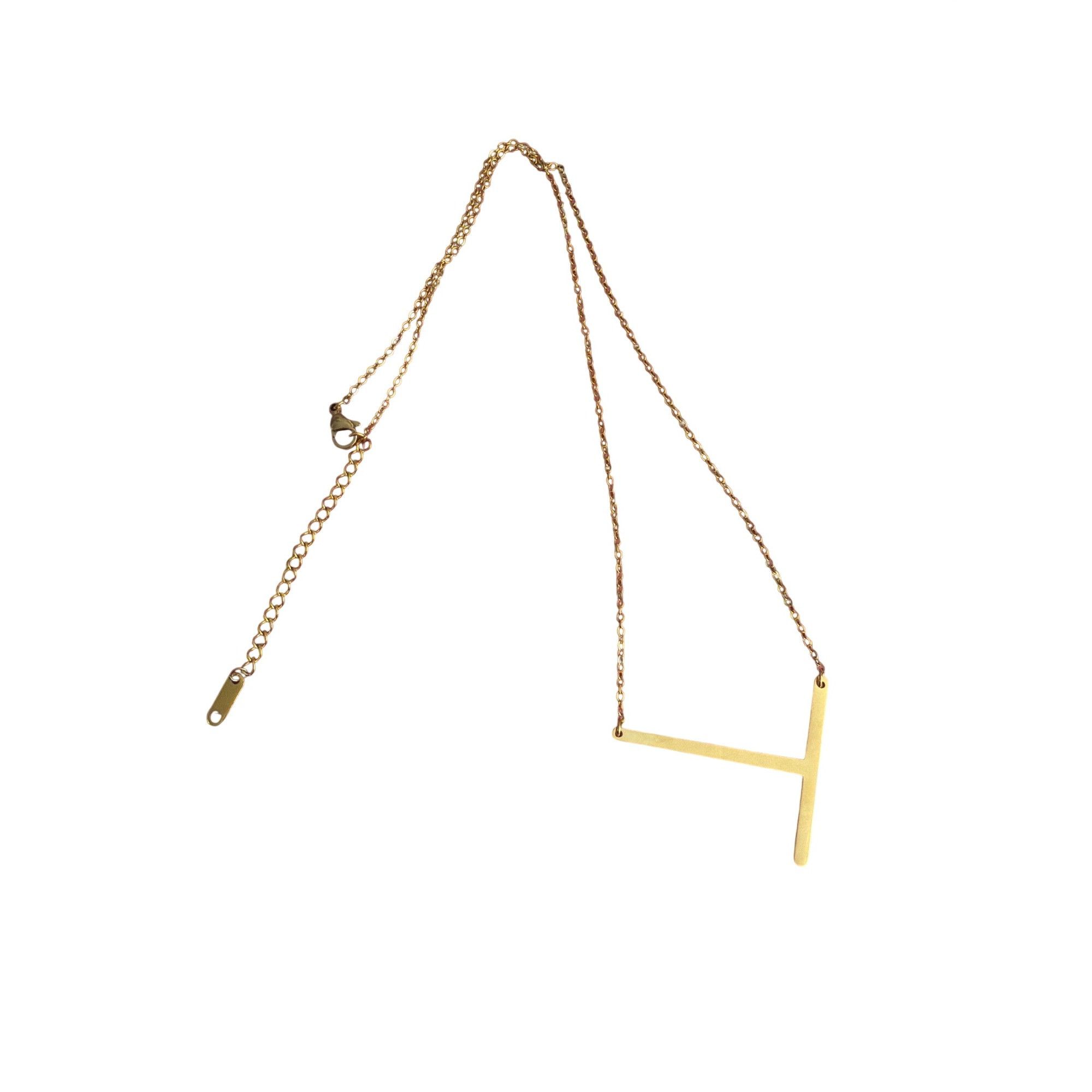 Other 18k Gold Plated Initial T Necklace Linear Minimalist Sideway Size ONE SIZE - 3 Thumbnail