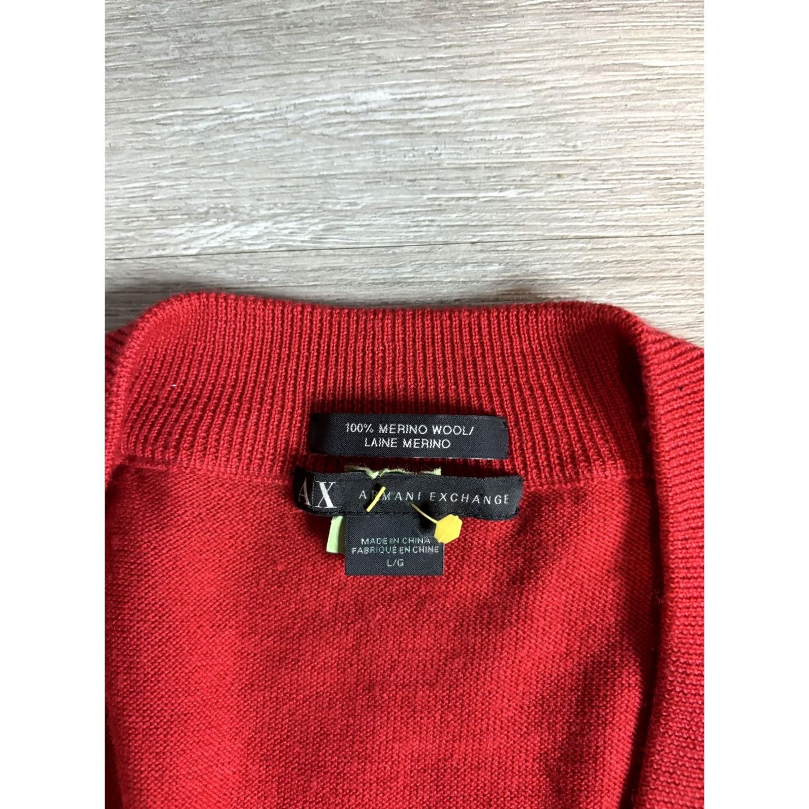 Armani Exchange Armani Exchange Sweater Dress Womens L Red Merino Wool V-Neck Long Sleeve Knit Short Dress Adult Womens Size L / US 10 / IT 46 - 3 Thumbnail