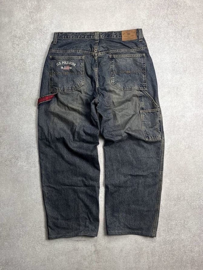 VINTAGE POLO RALPH LAUREN CARGO FLARED DENIM Y2K JEANS 36x32
