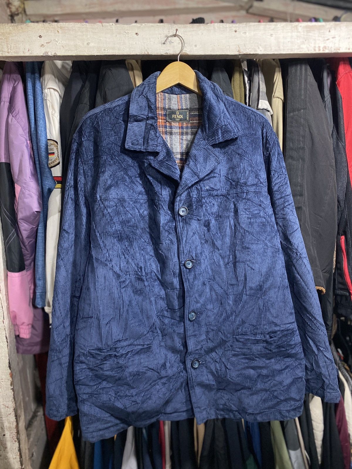 Fendi × Vintage Vintage Fendi Corduroy Blazers Jacket Size 36R - 2 Thumbnail