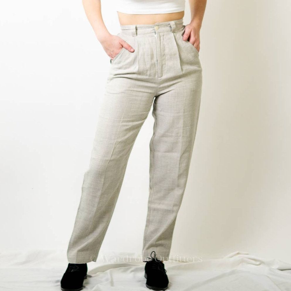 Vtg 70s Georges Marciano Plaid Houndstooth Trouser Pants