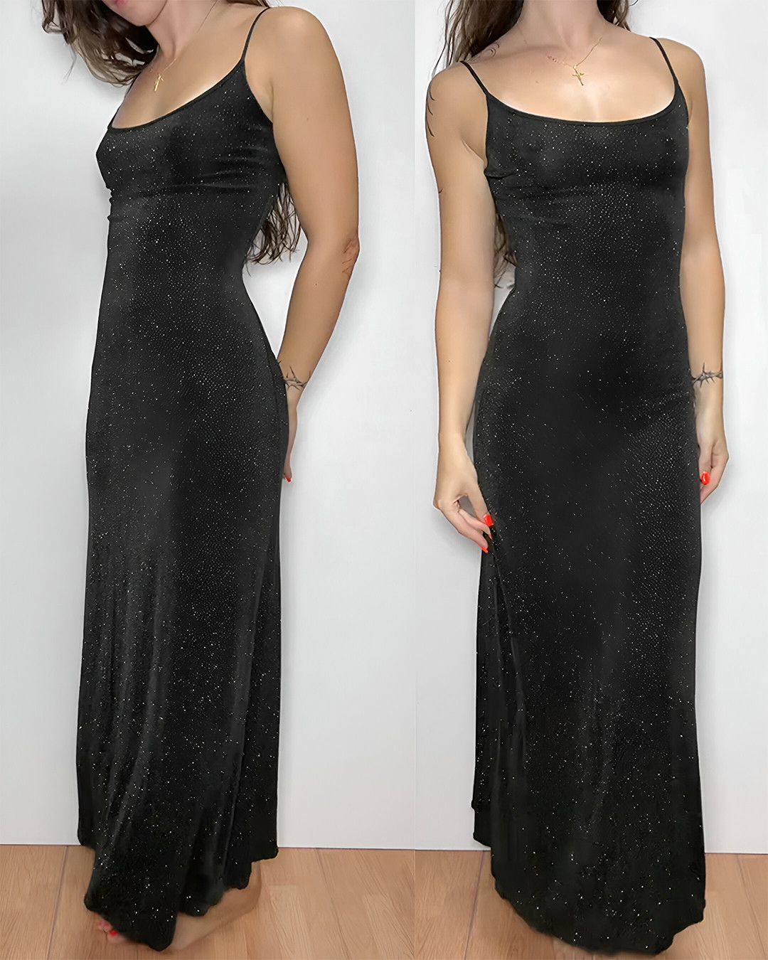 plein sud Plein Sud Vintage Black Shimmery Maxi Flowy Dress (S-M) Size M / US 6-8 / IT 42-44 - 2 Thumbnail