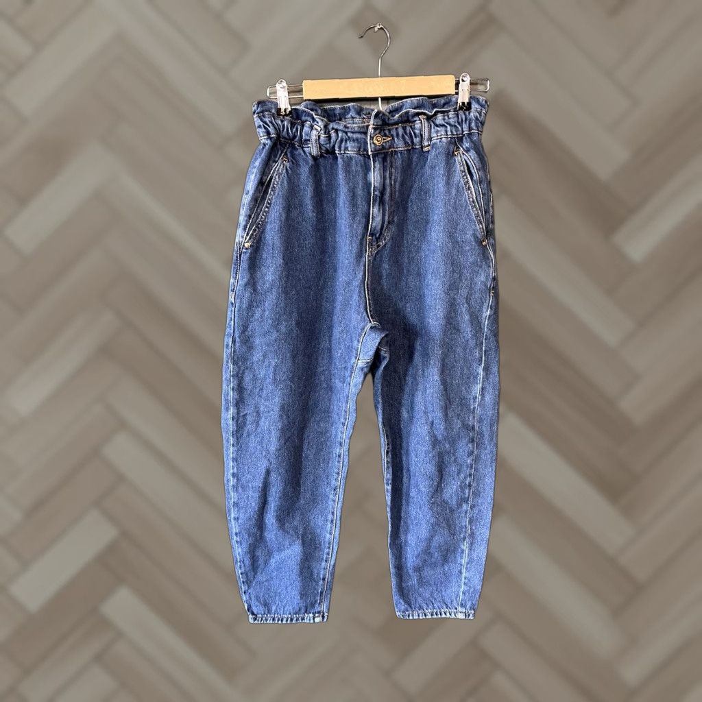 Zara Zara Womens Blue Baggy Tapered Denim Jeans Size 6 Stretch Fit Womens Jeans Blue Denim Tapered Baggy Stretch Zara 6 Women Size 28" / US 6 / IT 42 - 1 Thumbnail