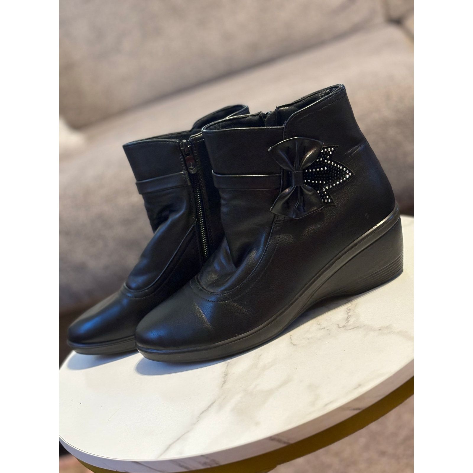 The Unbranded Brand Black Rhinestones Bow Booties Size 8.5 Size US 8.5 / IT 38.5 - 3 Thumbnail