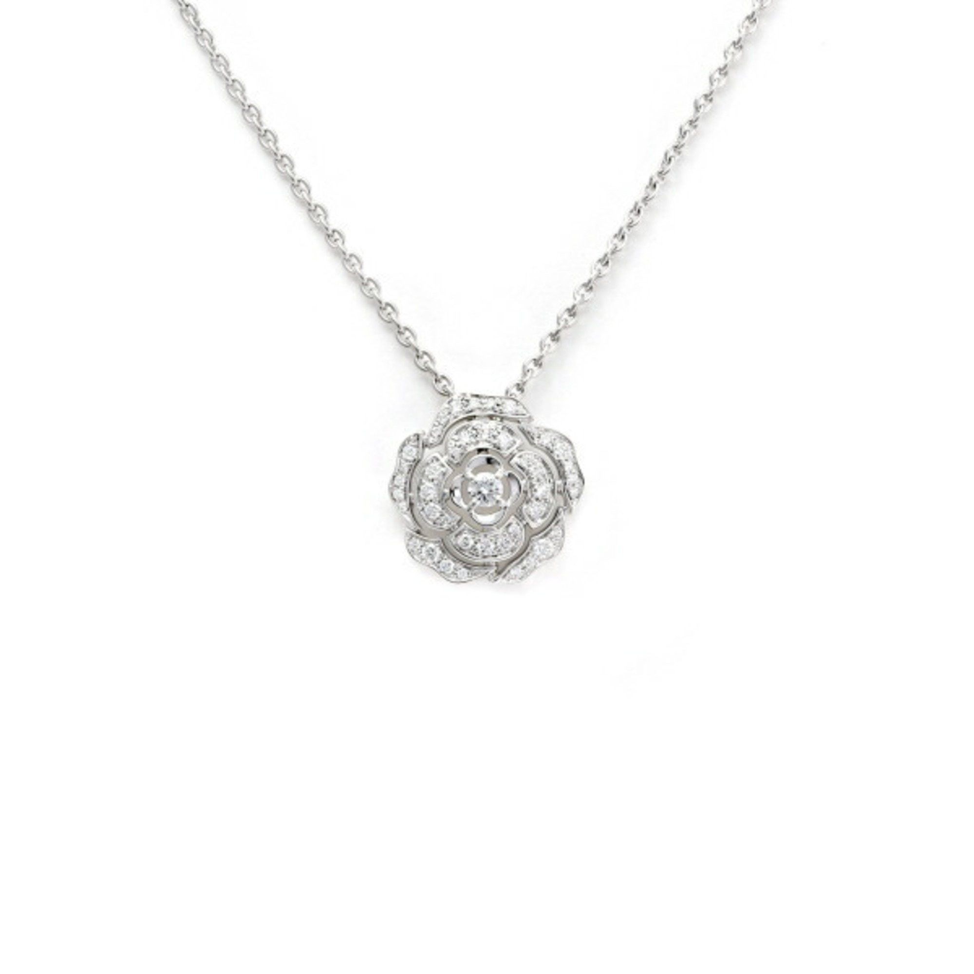 image of Chanel Camellia K18Wg White Gold Necklace J379211, Women's
