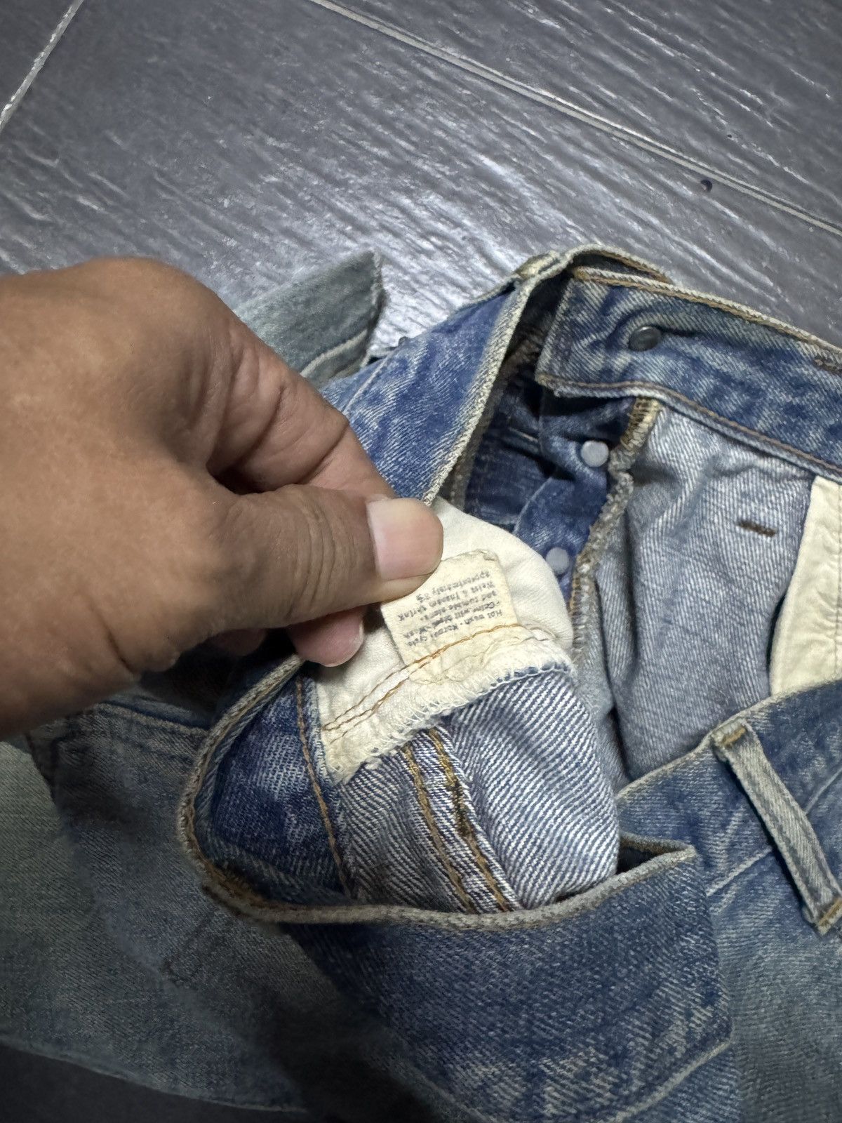 Levi's Vintage Levis Rindem 501 selvedge Cropped jeans Size US 35 - 9 Thumbnail
