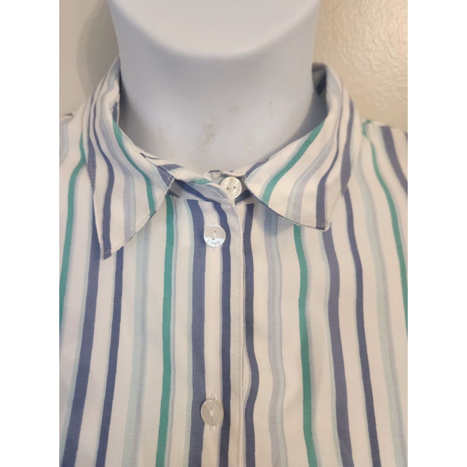 Vintage VINTAGE Allison Daley White Blue Stripe Button Up Top Shirt 16 Women Size XXL / US 16-18 / IT 52-54 - 2 Thumbnail