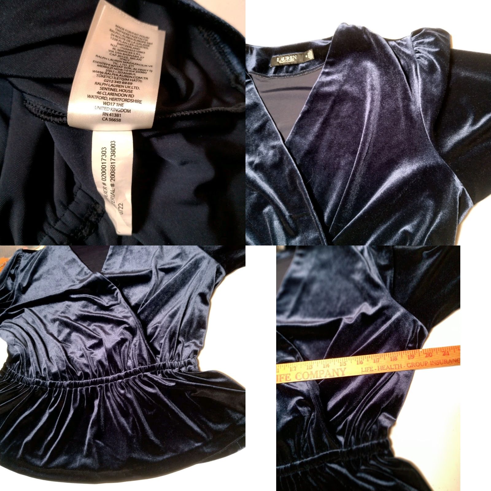 Ralph Lauren Lauren Ralph Lauren Shirt Women Medium Blue Velour Peplum Royal Top Size M / US 6-8 / IT 42-44 - 8 Thumbnail