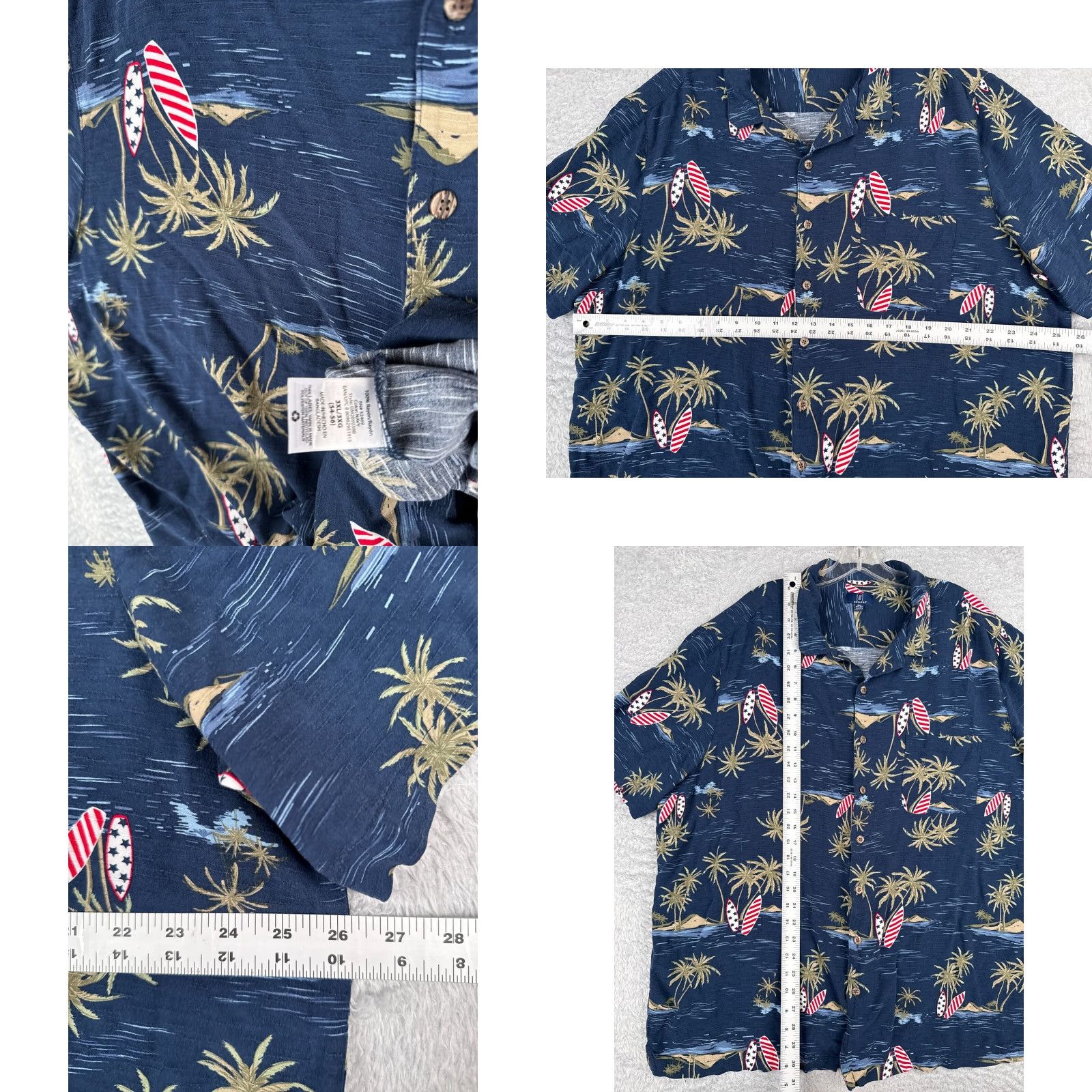 George George Shirt Mens 3XL Blue Floral Pattern Button-Up Short Sleeve Rayon 100% Viscose Casual Travel Men’s Mens Size US XXL / EU 58 / 5 - 8 Thumbnail