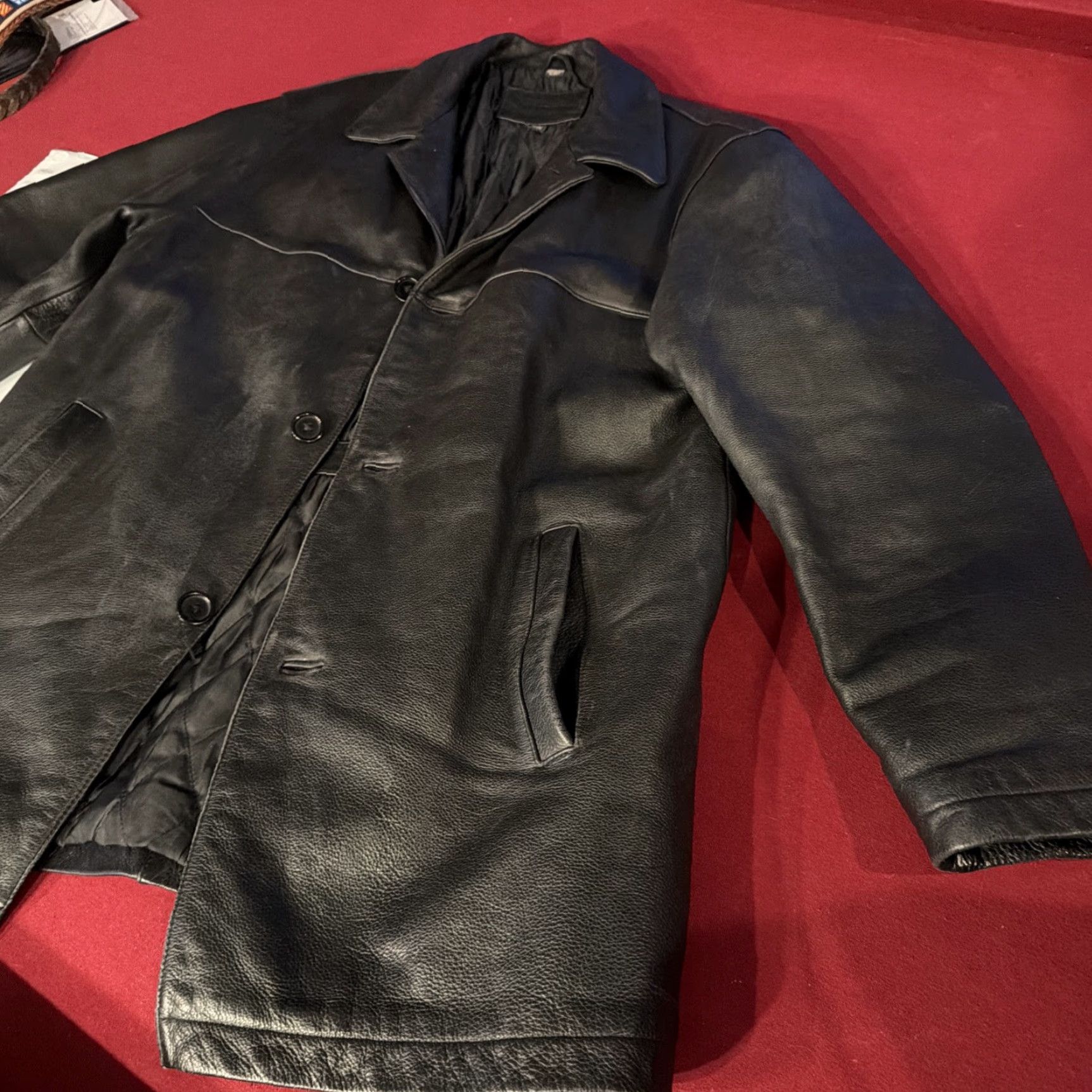 Vintage VINTAGE St. John’s Bay Black Leather Jacket Bomber Button Up Quilted Lined Trench Mens M Jacket Size US M / EU 48-50 / 2 - 6 Thumbnail