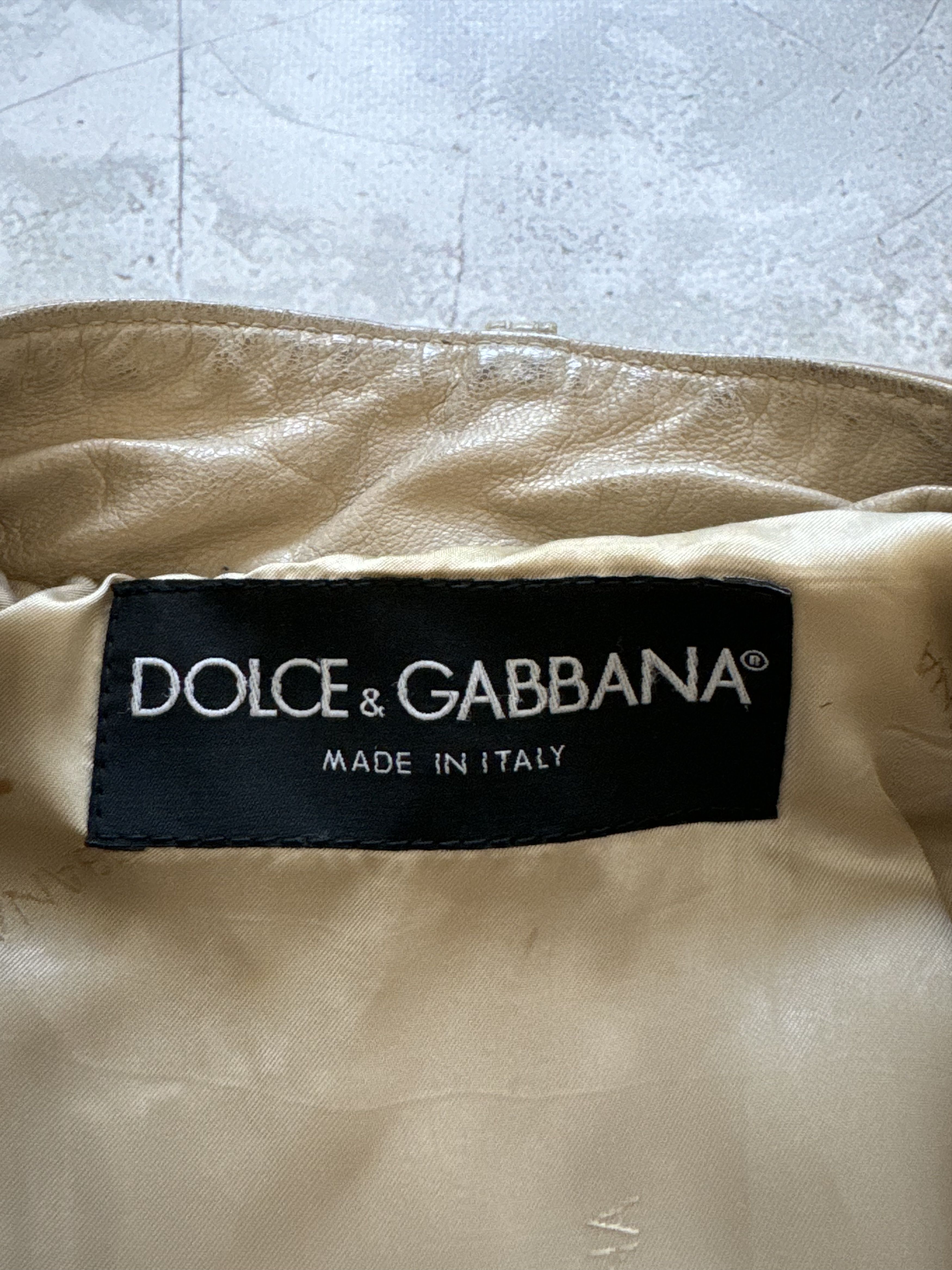 Dolce & Gabbana Dolce & Gabbana Rare Goatskin Leather Moto Jacket Beige Size US L / EU 52-54 / 3 - 15 Thumbnail