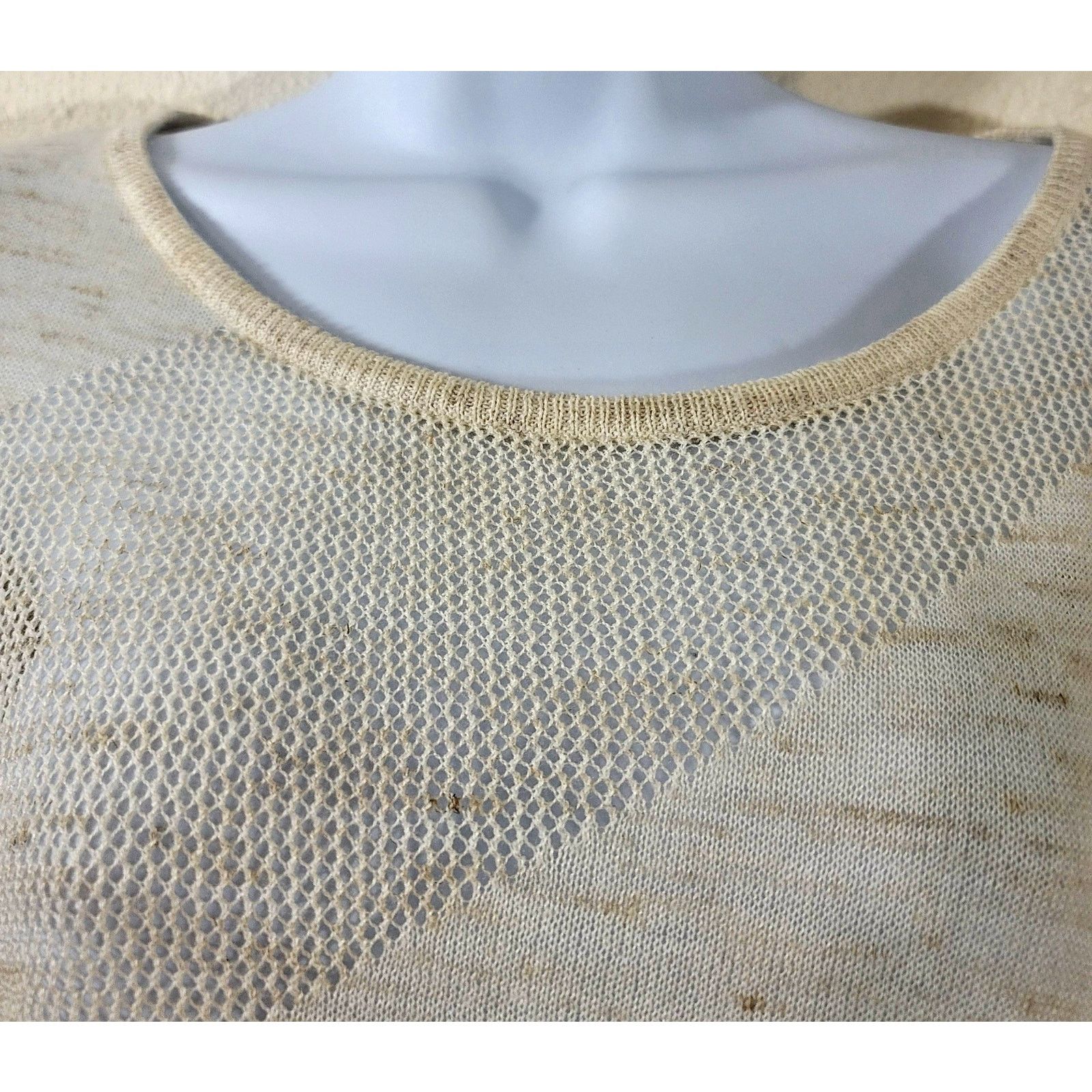 Other Cato Cream Marled Open Knit Hi Low Top Small Drop Shoulder Size S / US 4 / IT 40 - 5 Thumbnail