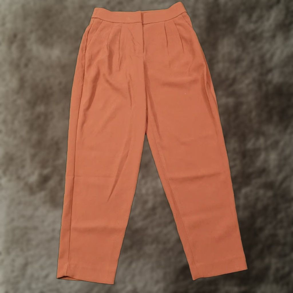 Express VINTAGE Express Stylist Ankle Super High Rise Pants Womens 4 Brown Crepe Pleated Pockets 28x26.5 Women Size 27" / US 4 / IT 40 - 1 Thumbnail