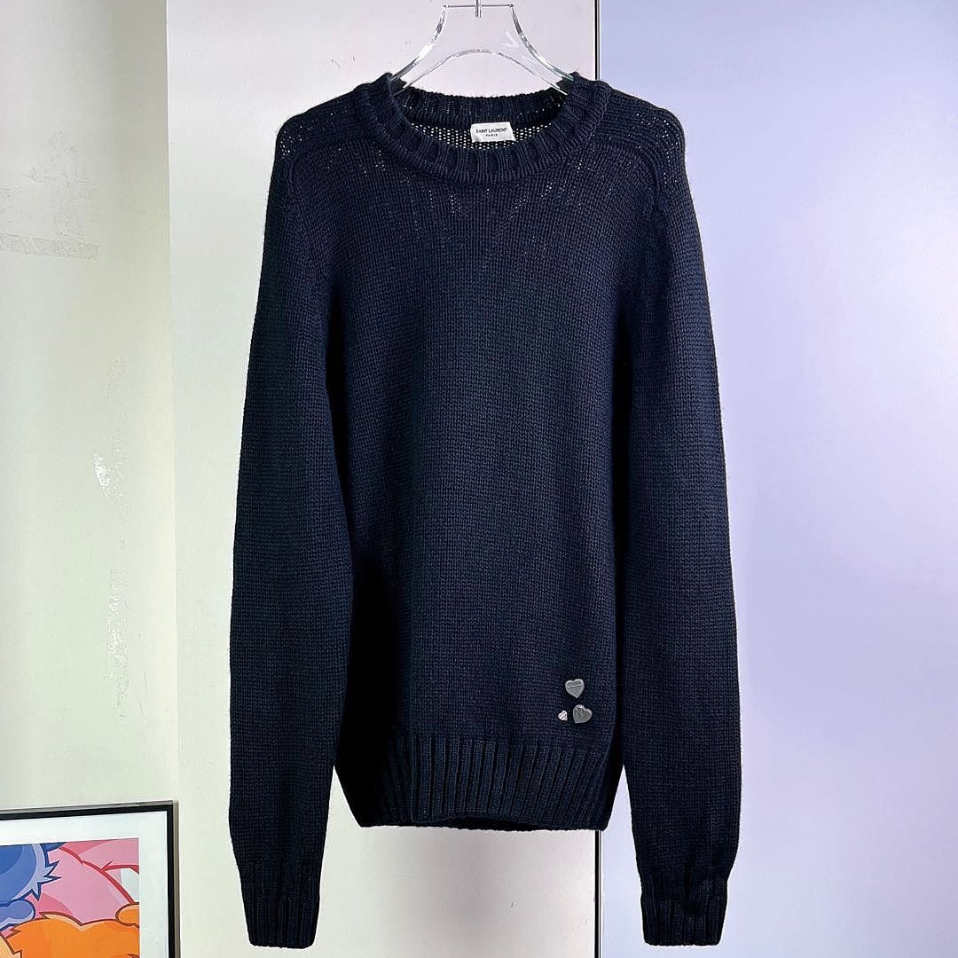 Saint Laurent Paris Saint Laurent Heart Patch Cashmere Sweater Size S Size S / US 4 / IT 40 - 1 Thumbnail