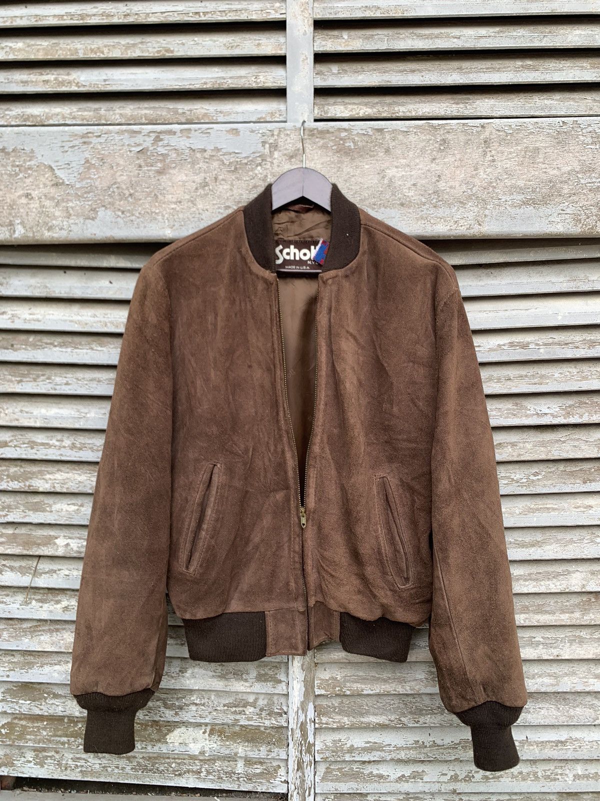 Schott 👹Vintage SCHOTT Brown Suede Bomber Jacket Made In USA Size US M / EU 48-50 / 2 - 7 Thumbnail