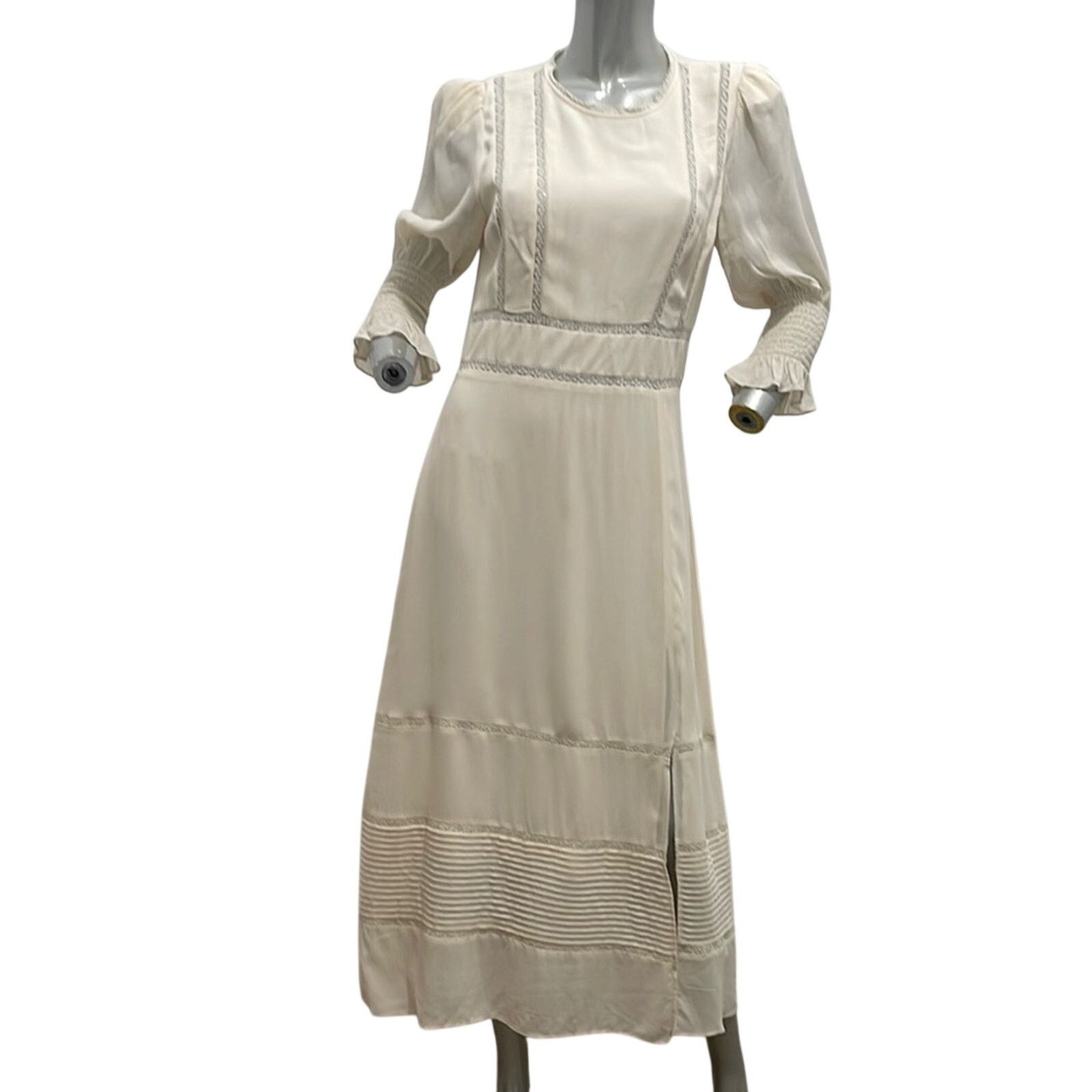 Reformation Reformation Cream Bishop Sleeve A-Line Midi Dress Size 8 Size M / US 6-8 / IT 42-44 - 1 Thumbnail
