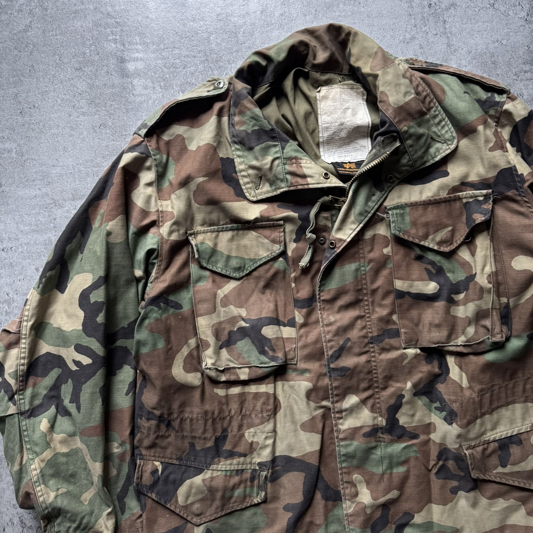 Alpha Industries Vintage Alpha green camo M65 military field jacket Size US XL / EU 56 / 4 - 3 Thumbnail