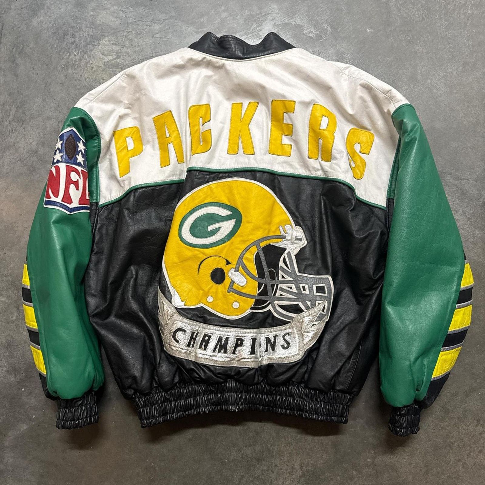 Vintage 90s Green Bay Packers Champions Leather Jacket