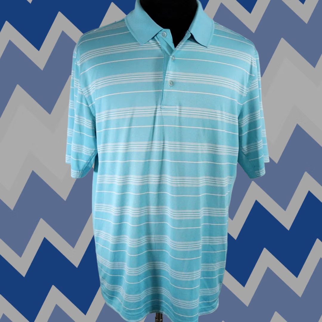 Vintage Slazenger Polo Shirt Mens XL Blue Striped Short Sleeve Golf Performance Size US XL / EU 56 / 4 - 1 Thumbnail