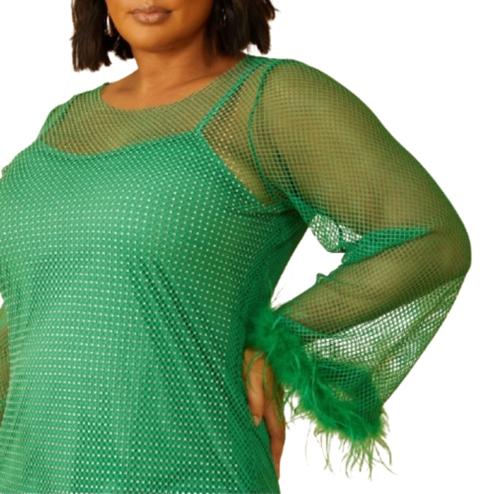 Other SHAMROCK GREEN ☆ EMBELLISHED ☆ MESH DRESS w/Slip ☆ 6x ☆ NWT Size 4XL / US 24-26 - 4 Thumbnail