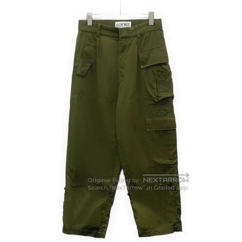 Loewe Military Green Logo Leather Patch Cotton Casual Work