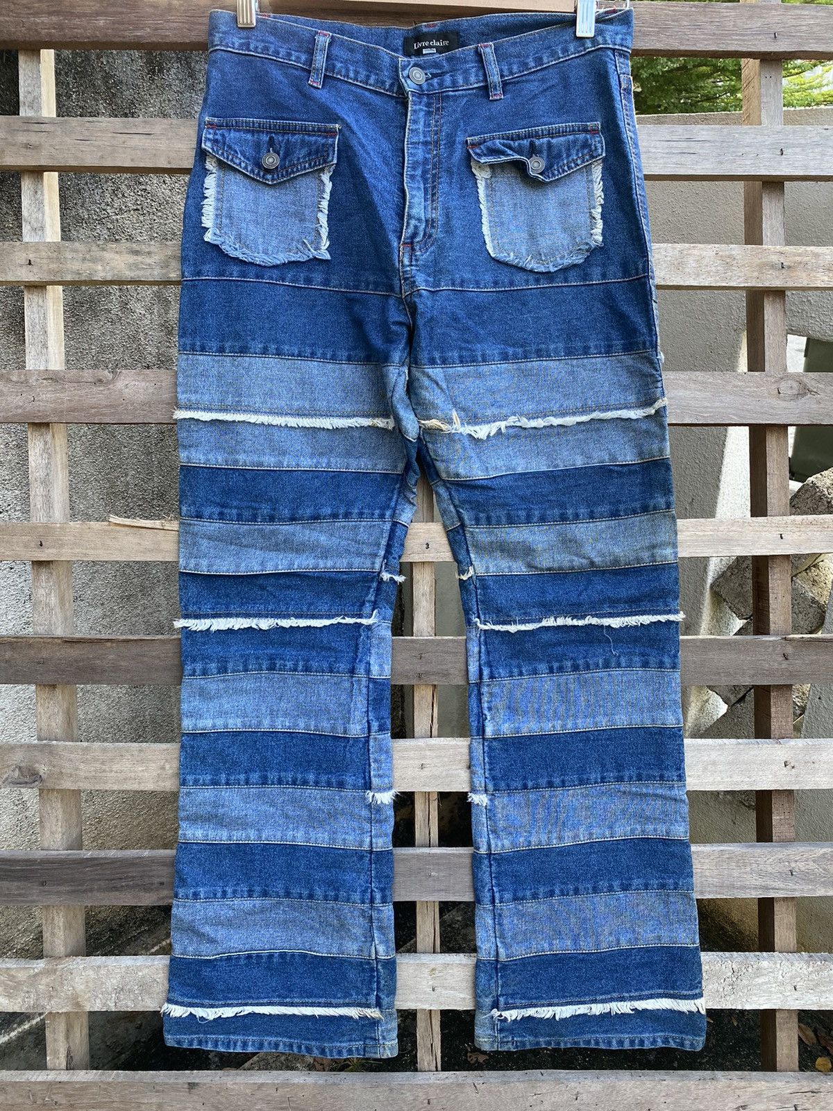image of Distressed Denim Flare Jeans Hagi Look Like Kinky Hysteric Glamour Hagi in Blue Denim (Size 32)