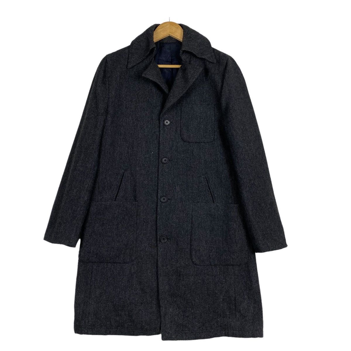 image of Abahouse Overcoat Wool Jacket in Dark Grey, Men's (Size Medium)