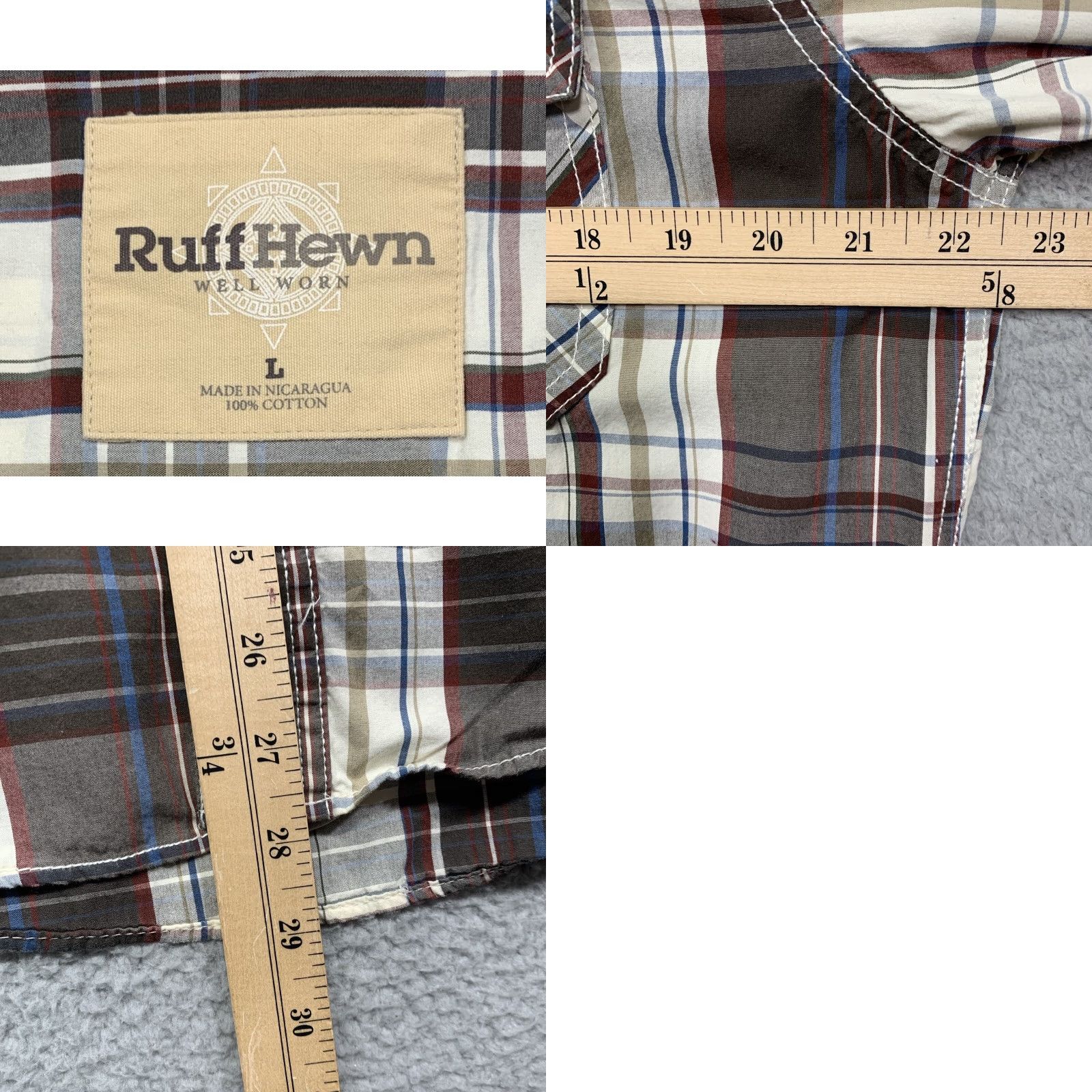 Vintage Ruff Hewn Men's Long Sleeve Shirt Button-Down Brown/Cream Plaid Size Large Size US L / EU 52-54 / 3 - 8 Thumbnail