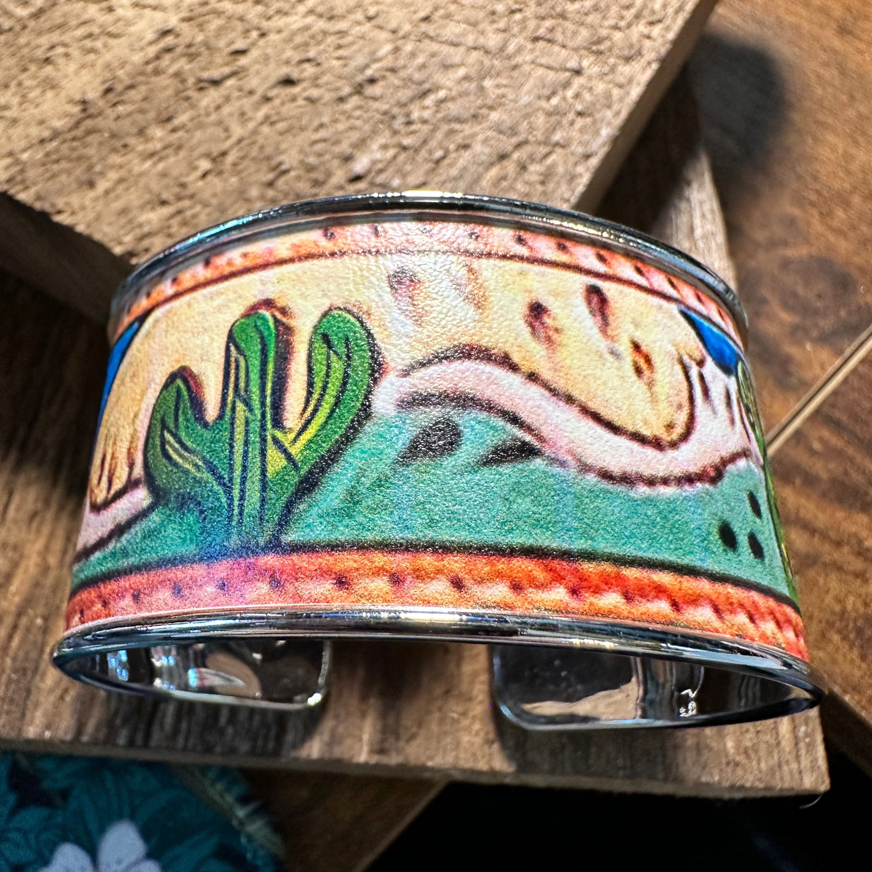 Other Boho SouthWestern Chic Cactus Scene Wide Cuff Bangle Bracele Size ONE SIZE - 6 Thumbnail