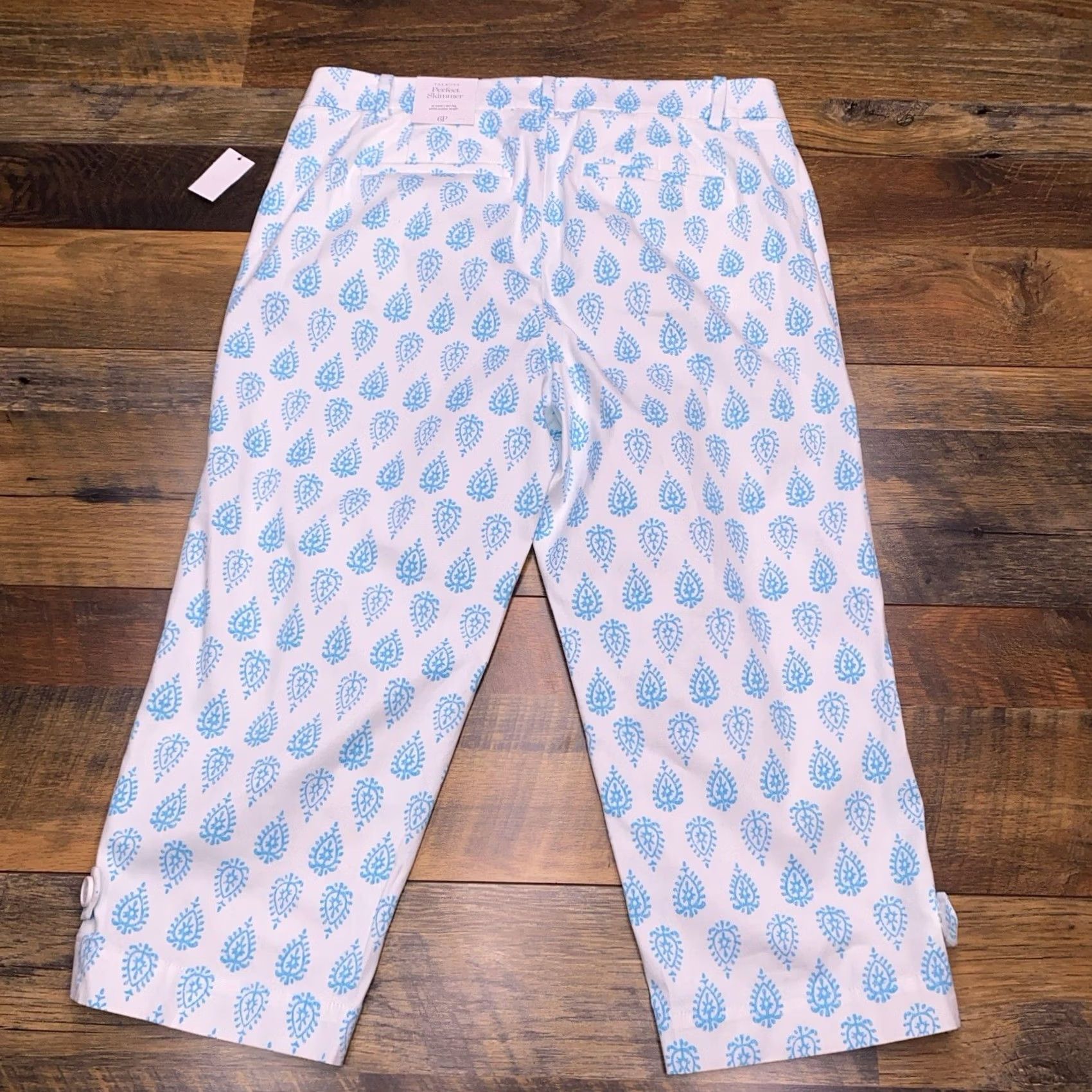 Talbots Talbots Pants 6P Petite Blue White Slim Leg Capri 19in Inseam Stretch Picnic Casual Party Geometric Beach Womens Size 28" / US 6 / IT 42 - 2 Thumbnail