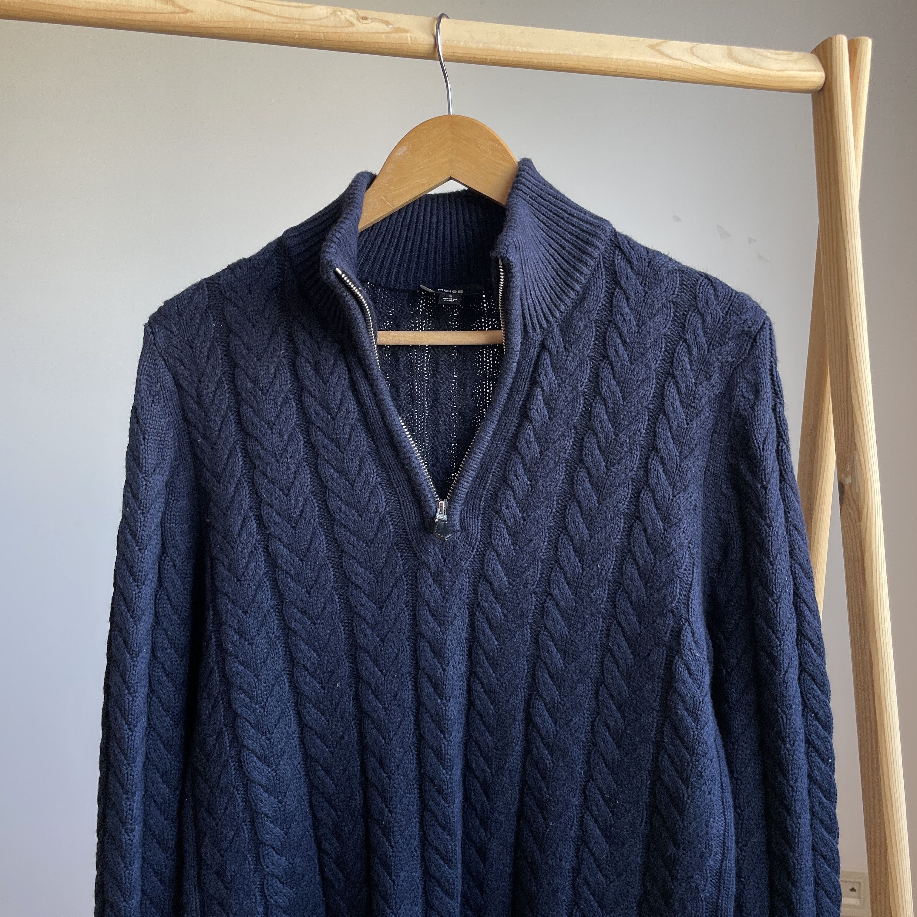 Reiss Reiss Tamworth 1/4 Zip Cable Knit Viscose Blend Sweater Size US S / EU 44-46 / 1 - 3 Thumbnail