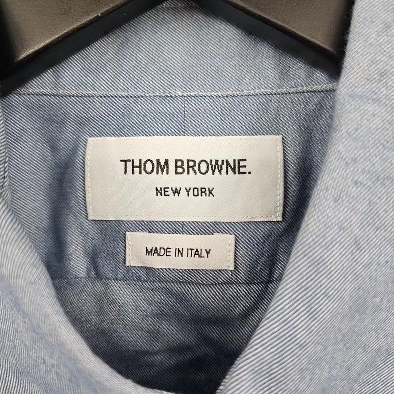 Thom Browne Thom browne Blue and white striped pocket shirt 2504-Nextar Size US L / EU 52-54 / 3 - 3 Thumbnail