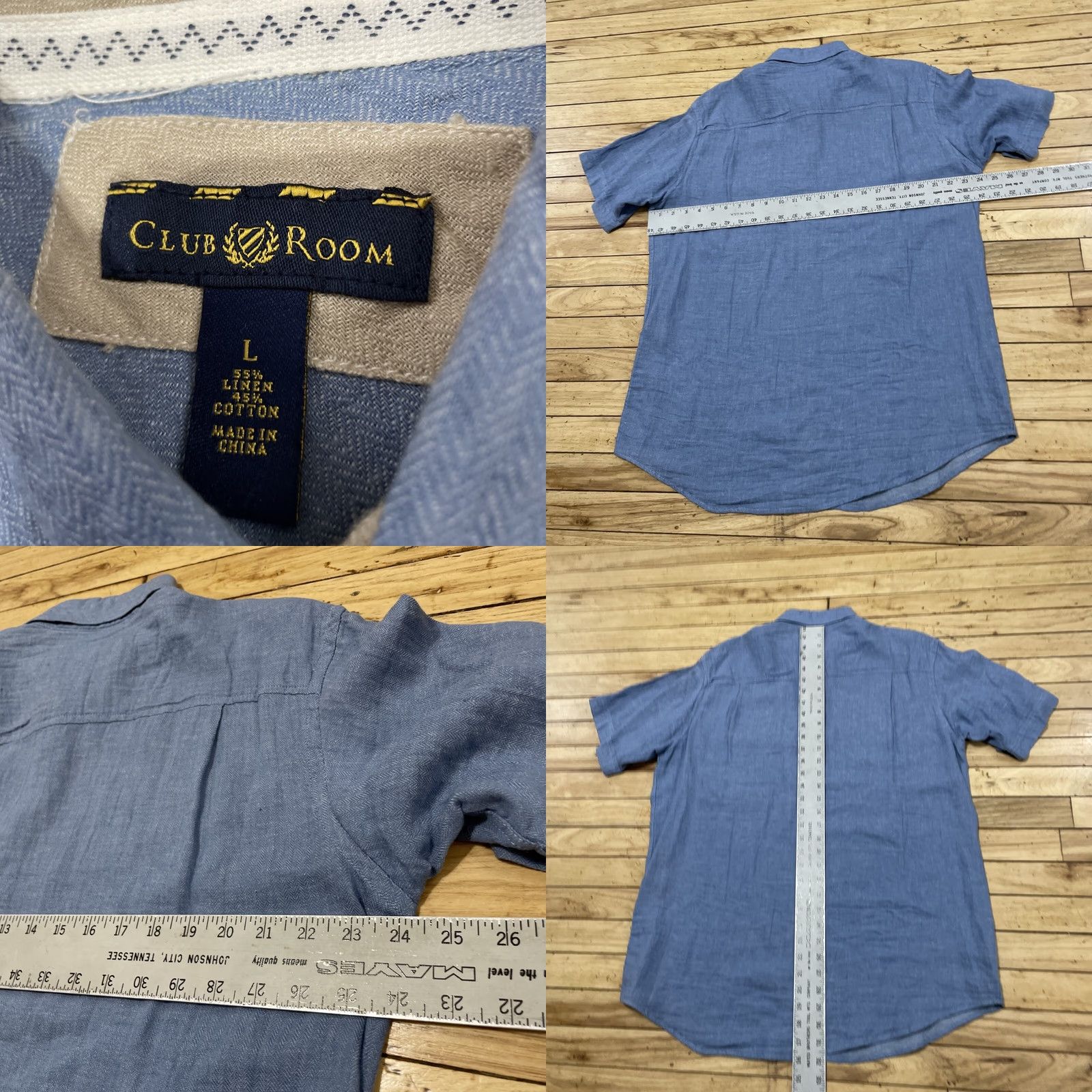 Club Room VINTAGE Club Room Blue Linen Button Shirt Men L Short Sleeve Casual L Blue Linen Button-Up Club Room Men Shirt Casual Preppy Summer 90s Size US L / EU 52-54 / 3 - 8 Thumbnail