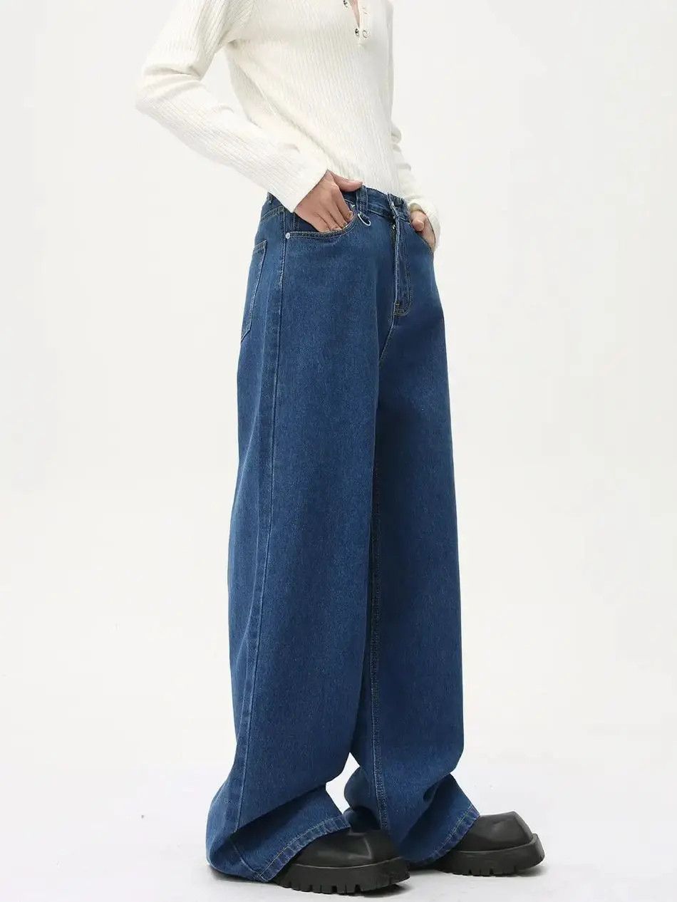 Japanese Brand Retro loose solid color wide leg jeans Size US 32 / EU 48 - 2 Thumbnail