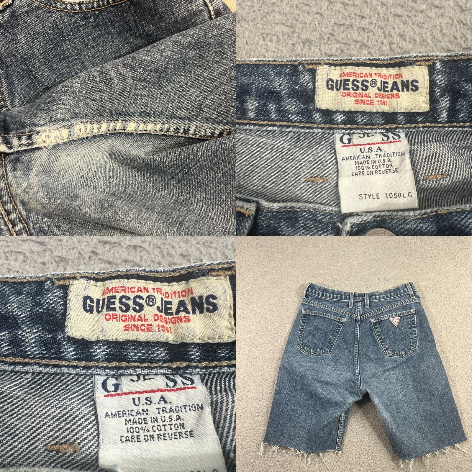 Guess VINTAGE GUESS Jeans Shorts Men 30 Light Blue Distressed Cut Off 9" Inseam USA Denim 5-Pocket Rocker Retro Biker Casual Mens Size US 30 / EU 46 - 8 Thumbnail
