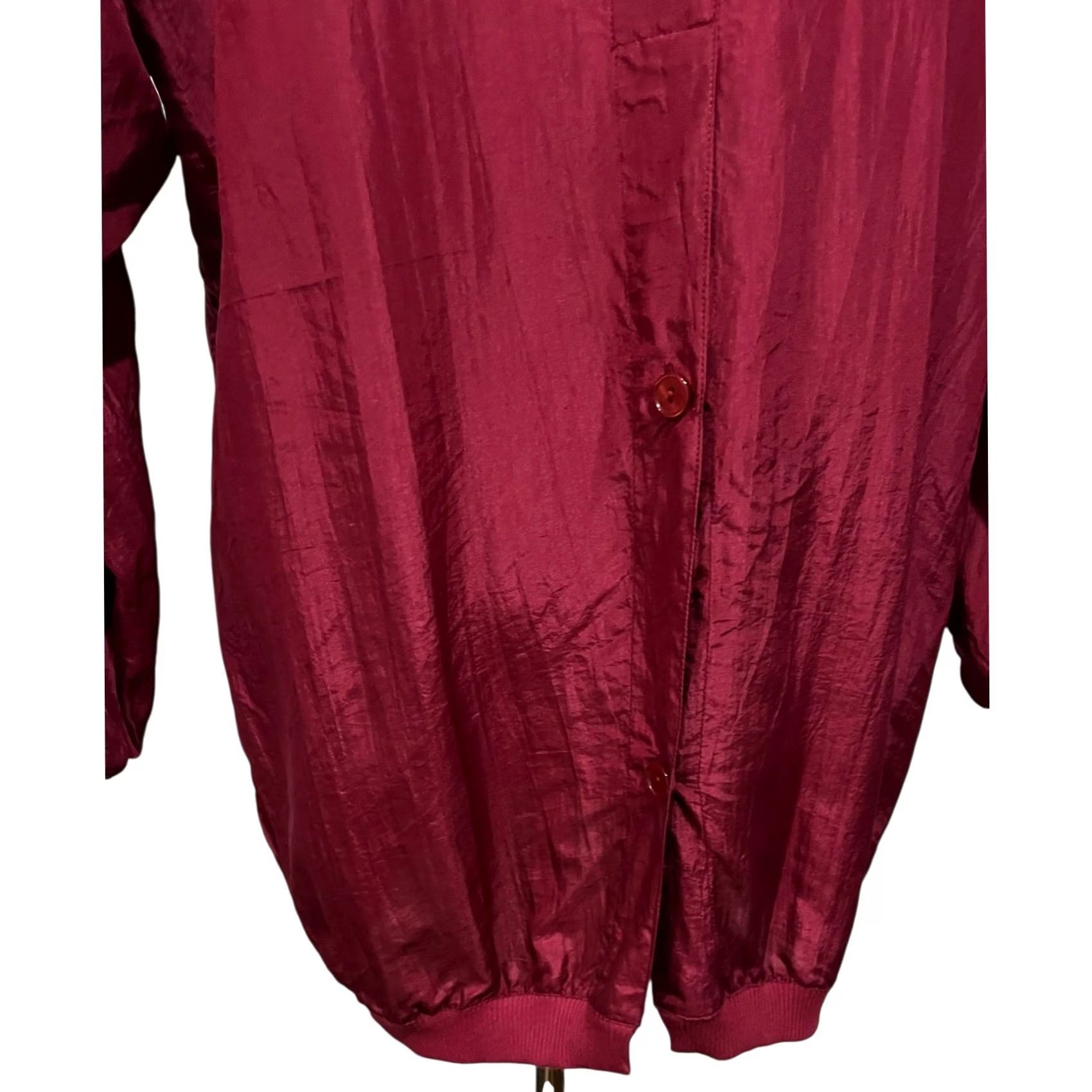 Vintage VINTAGE Adam Douglas Sport Cardigan Jacket Women's L Burgundy Silk Button Front Pockets Size L / US 10 / IT 46 - 3 Thumbnail