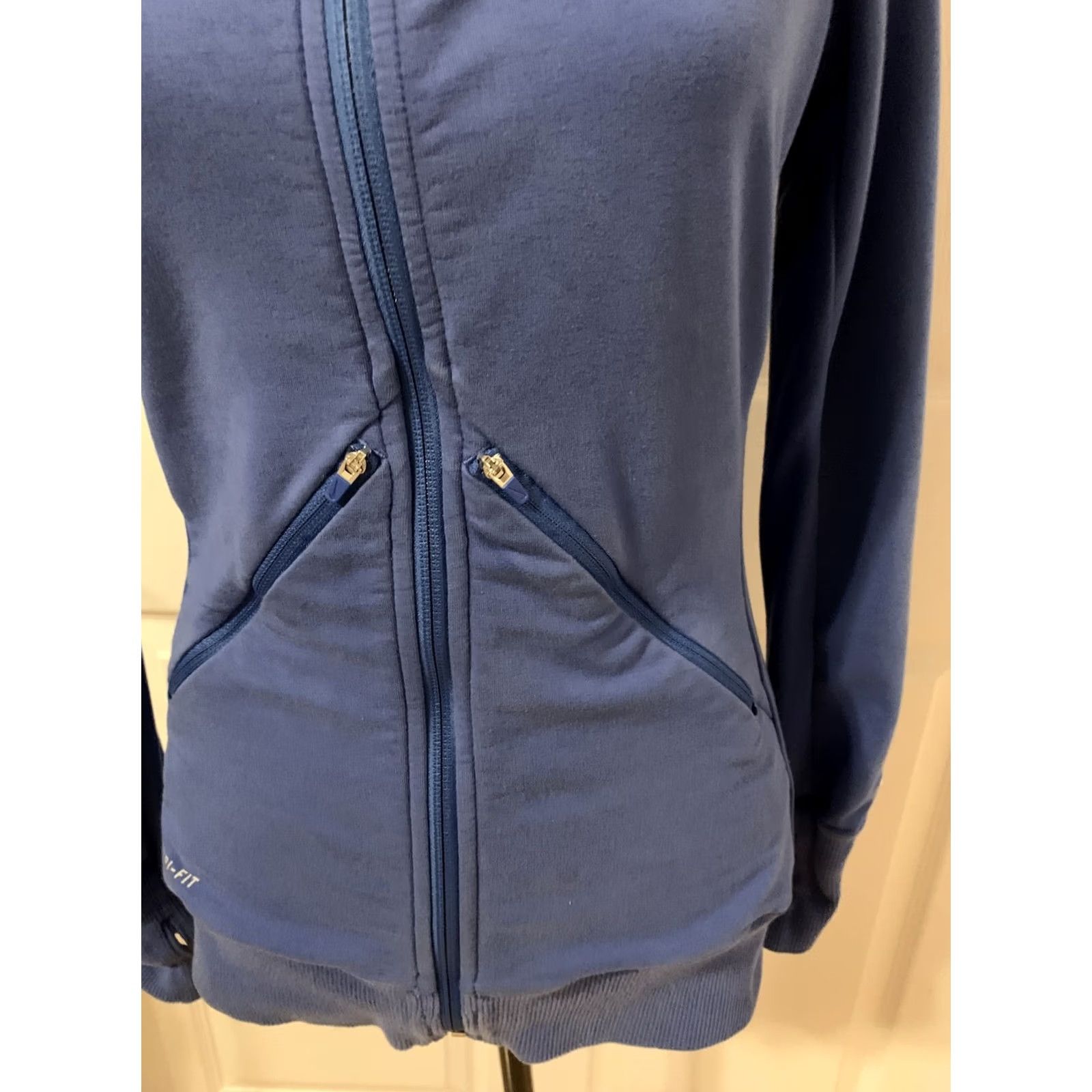 Nike Nike Dri-Fit Hooded Full Zip Jacket Blue Womens SZ S Running Workout Gear Coat Size S / US 4 / IT 40 - 2 Thumbnail