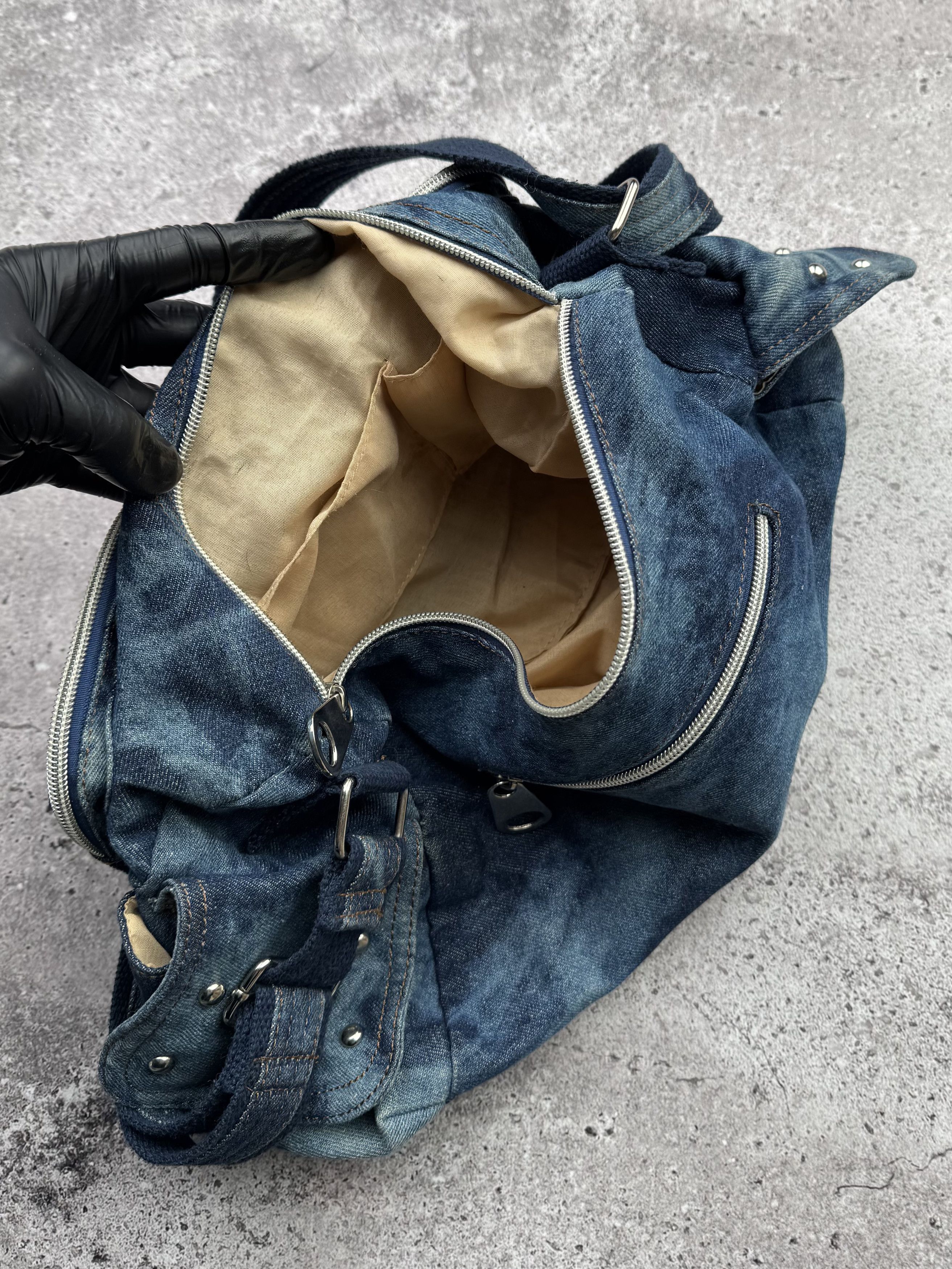 Vintage Vintage Faded Denim Handle Bag C278(V553) Size ONE SIZE - 7 Thumbnail