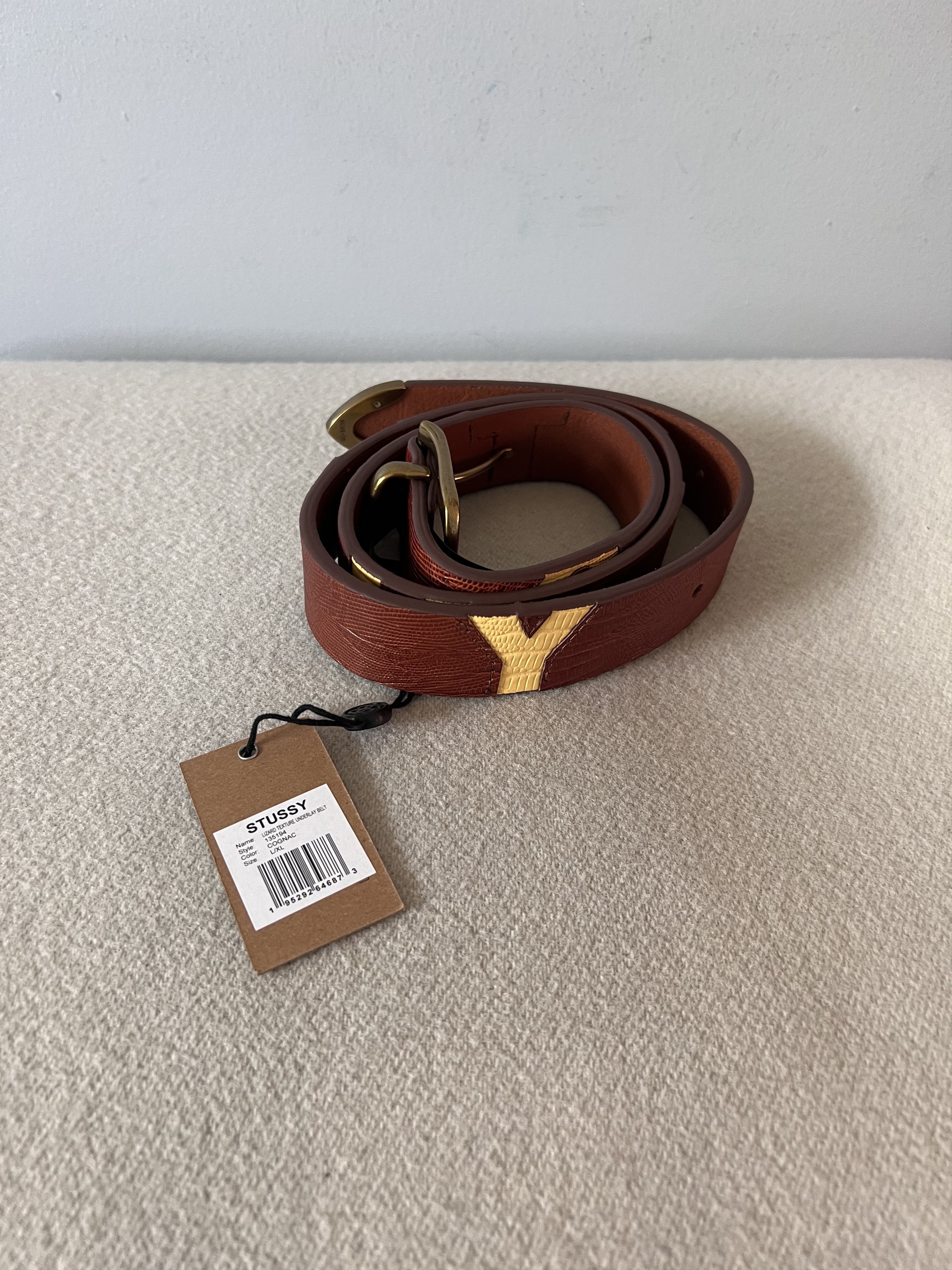 Stussy Lizard Texture Underlay Belt - Size L/XL - Black
