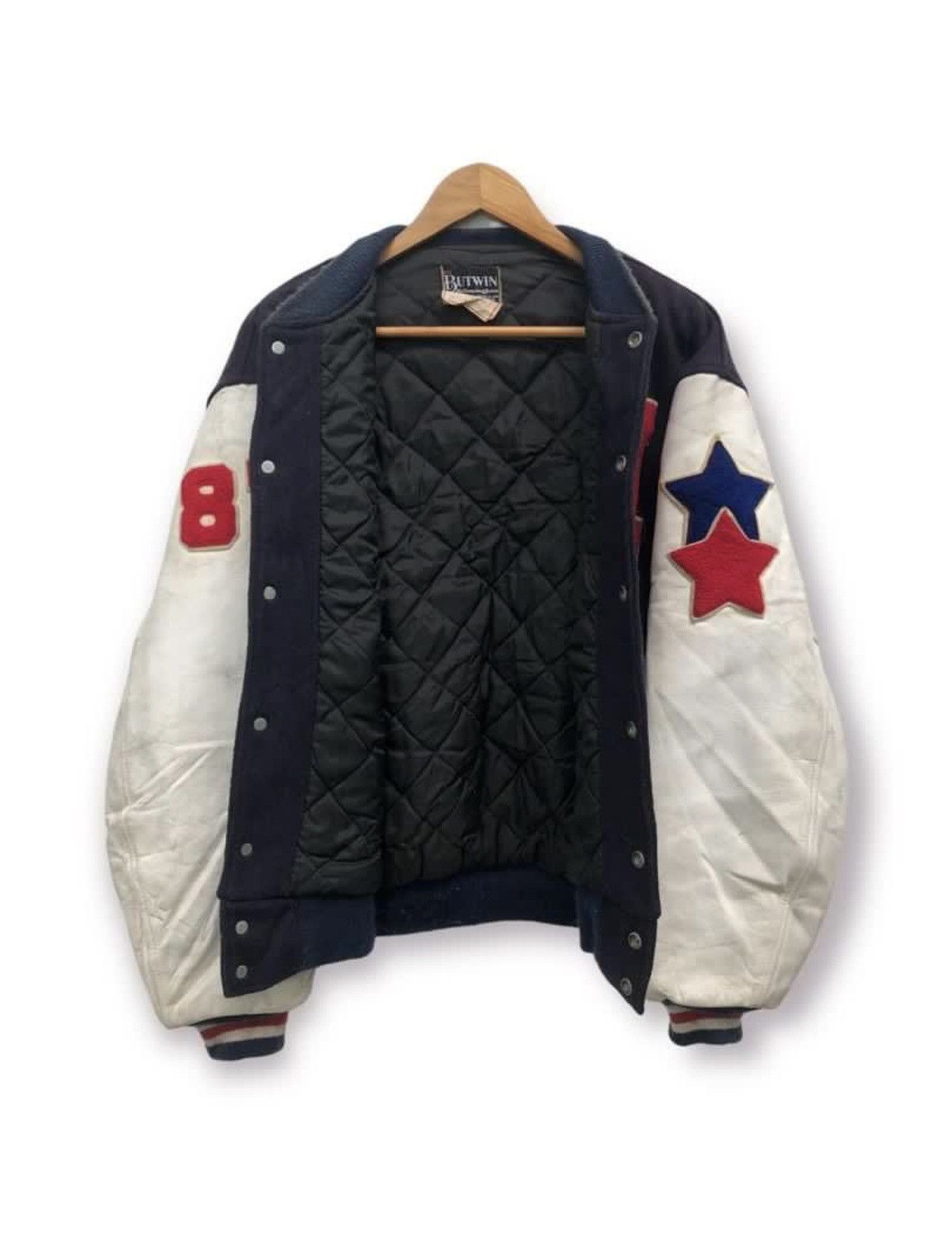 Vintage 🔥Vintage 70's Butwin USA Leather Sleeve Varsity Jacket Size US L / EU 52-54 / 3 - 4 Thumbnail