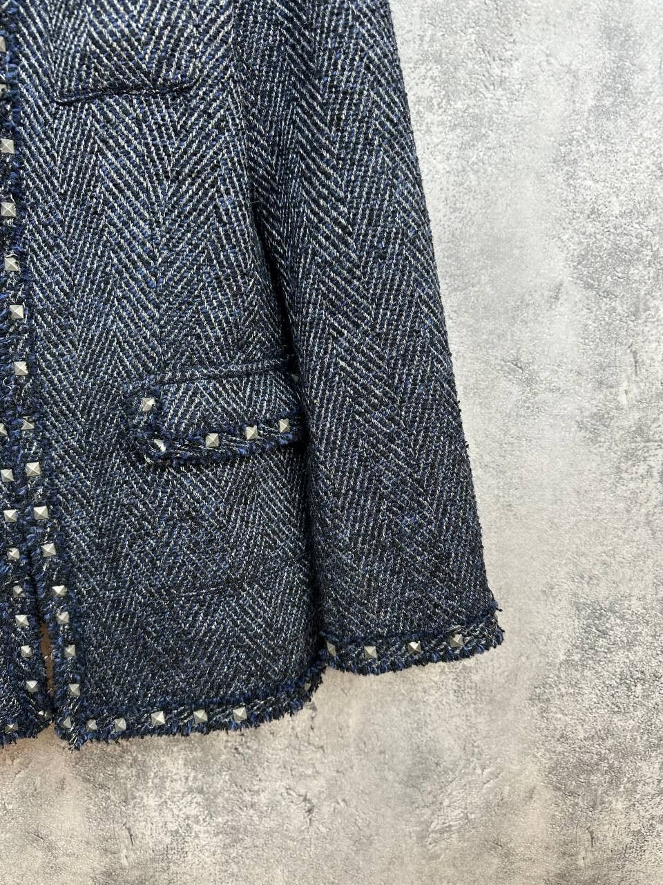 Other IQ+ Berlin Herringbone Tweed Jacket Coat Wool Fringe Trim Size M / US 6-8 / IT 42-44 - 8 Thumbnail