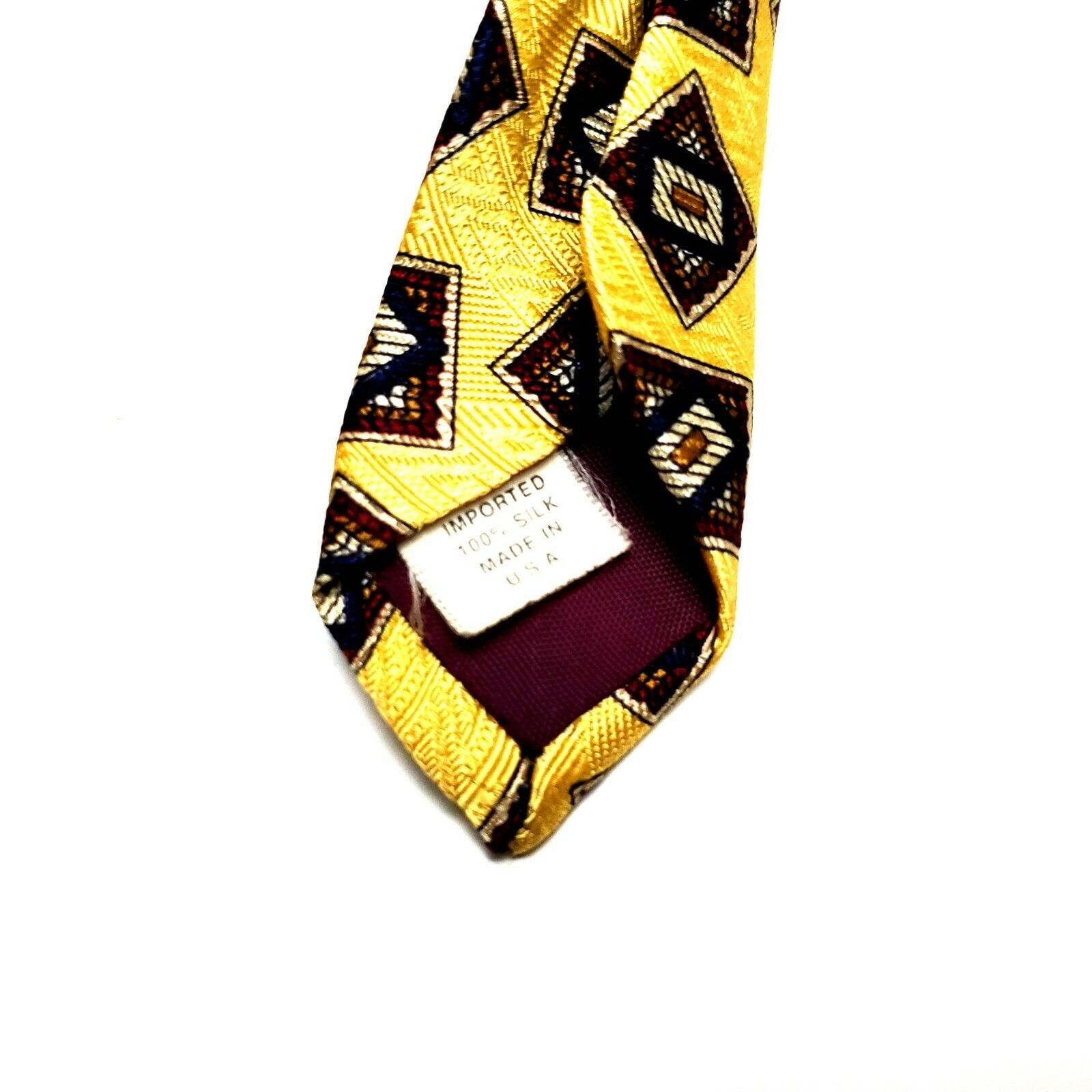 Pendleton Mark Pendleton Silk Tie Yellow Print Geometric Classic Size ONE SIZE - 4 Thumbnail
