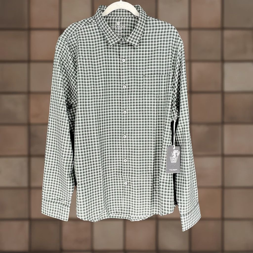 Vintage NWT Mack Weldon Airflex Shirt - Green Gingham - 2XL - Button-Up Mens Size US XXL / EU 58 / 5 - 1 Thumbnail
