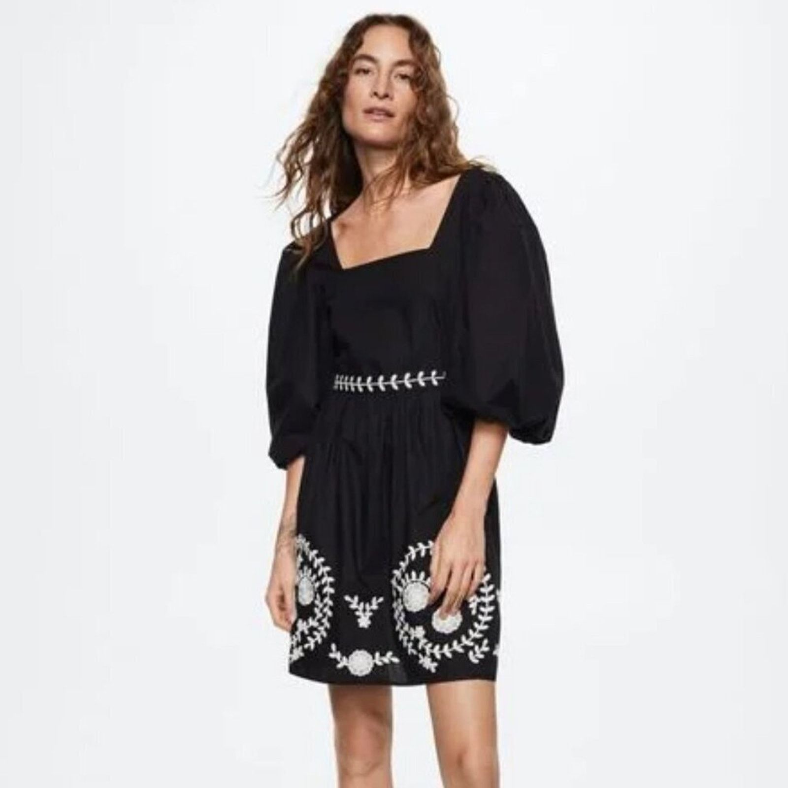 Mango MANGO Puff Sleeve Cotton Dress NWT Size M / US 6-8 / IT 42-44 - 2 Thumbnail