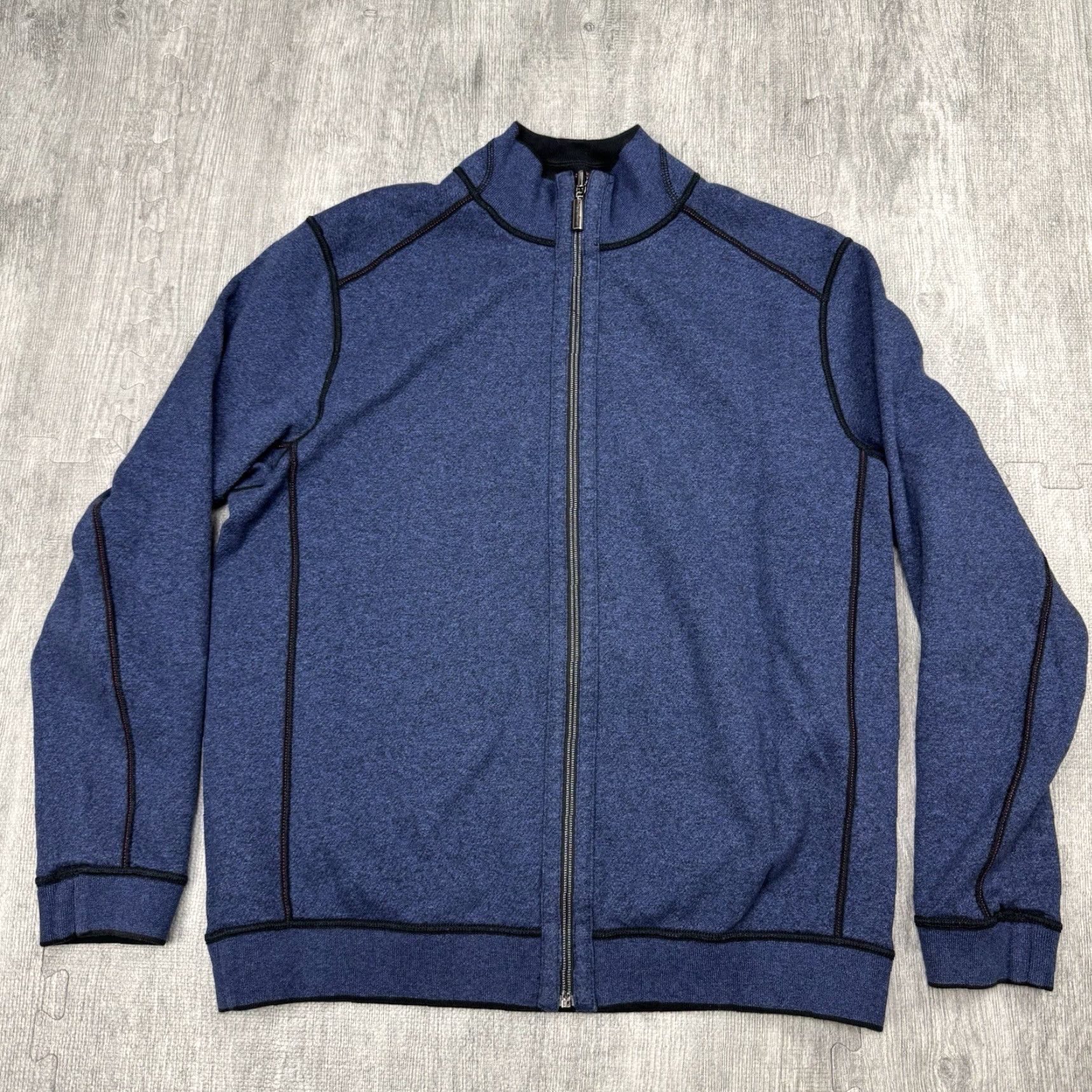 Tommy Bahama TOMMY BAHAMA Full Zip Reversible Sweatshirt Cotton Mens M Blue/Black Size US M / EU 48-50 / 2 - 2 Thumbnail