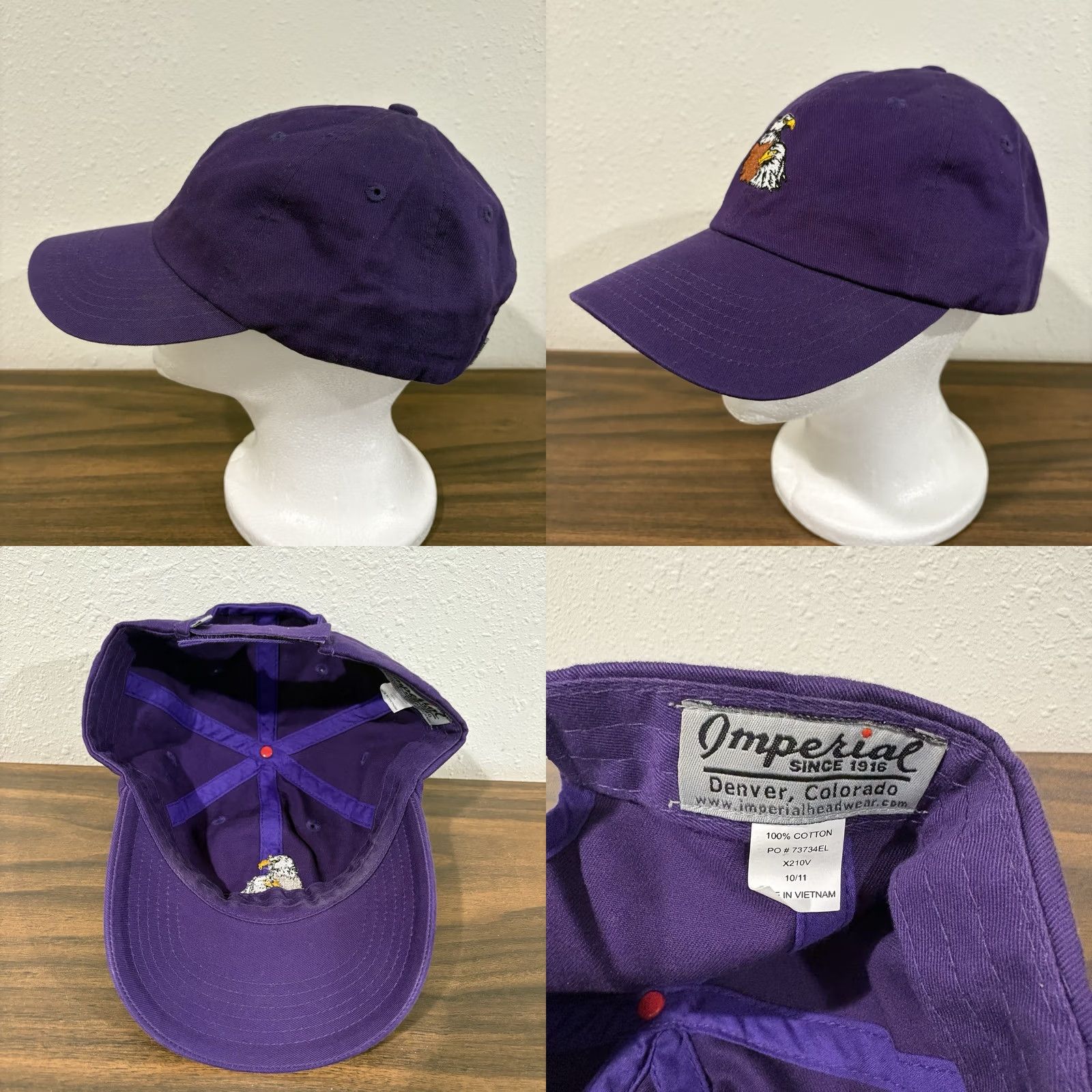 Imperial Imperial Headwear Eagle Hat Cap Strapback Purple USA Nature 90s Embroidered Size ONE SIZE - 8 Thumbnail