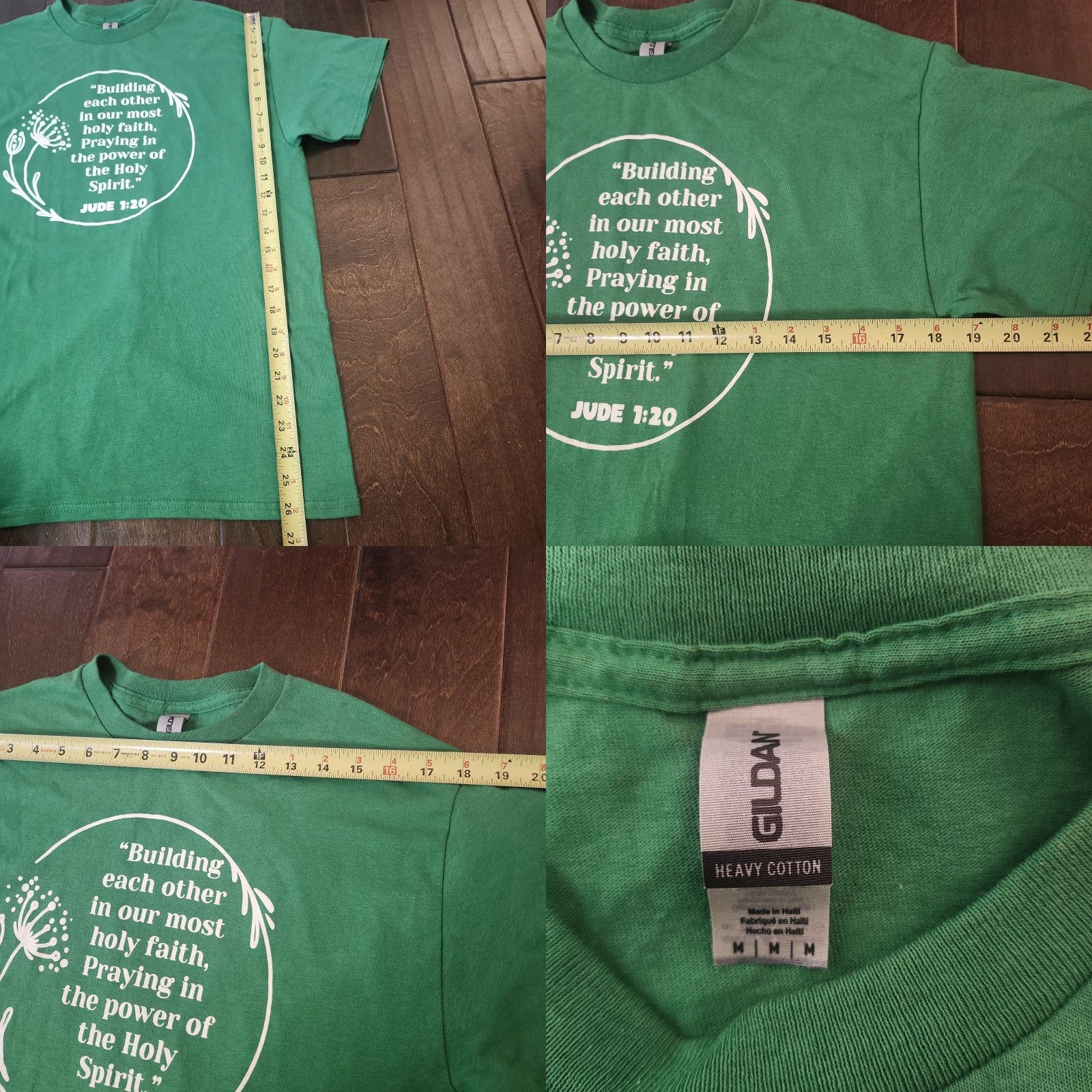 Gildan Gildan T-Shirt Jude 1:20 Green Mens M Short Sleeve Crew Neck Graphic Print Religion Jesus Christ Shirt Size US M / EU 48-50 / 2 - 8 Thumbnail