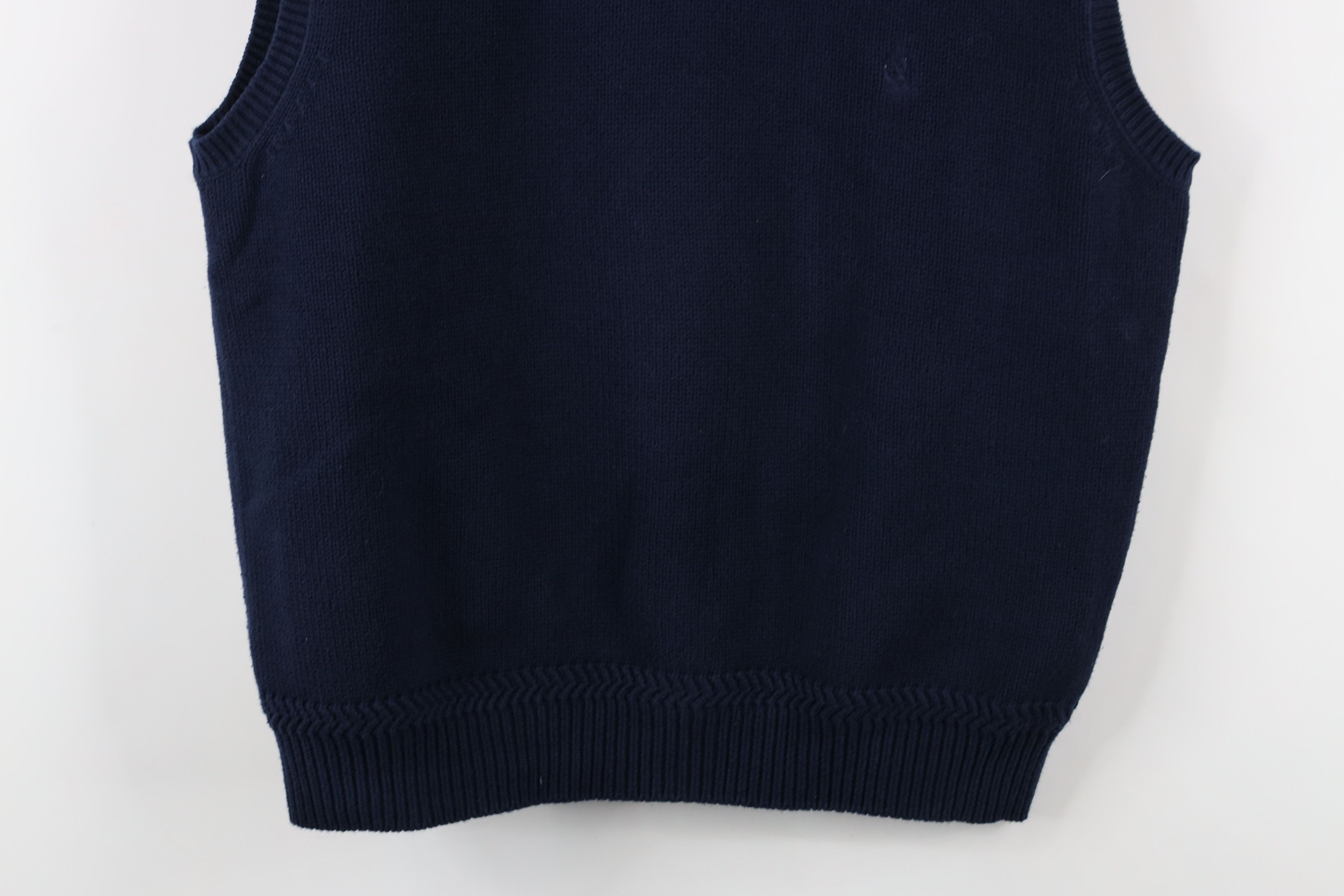 Nautica × Vintage Vintage 90s Nautica Cotton Knit Sweater Vest Navy Blue Size US L / EU 52-54 / 3 - 3 Thumbnail